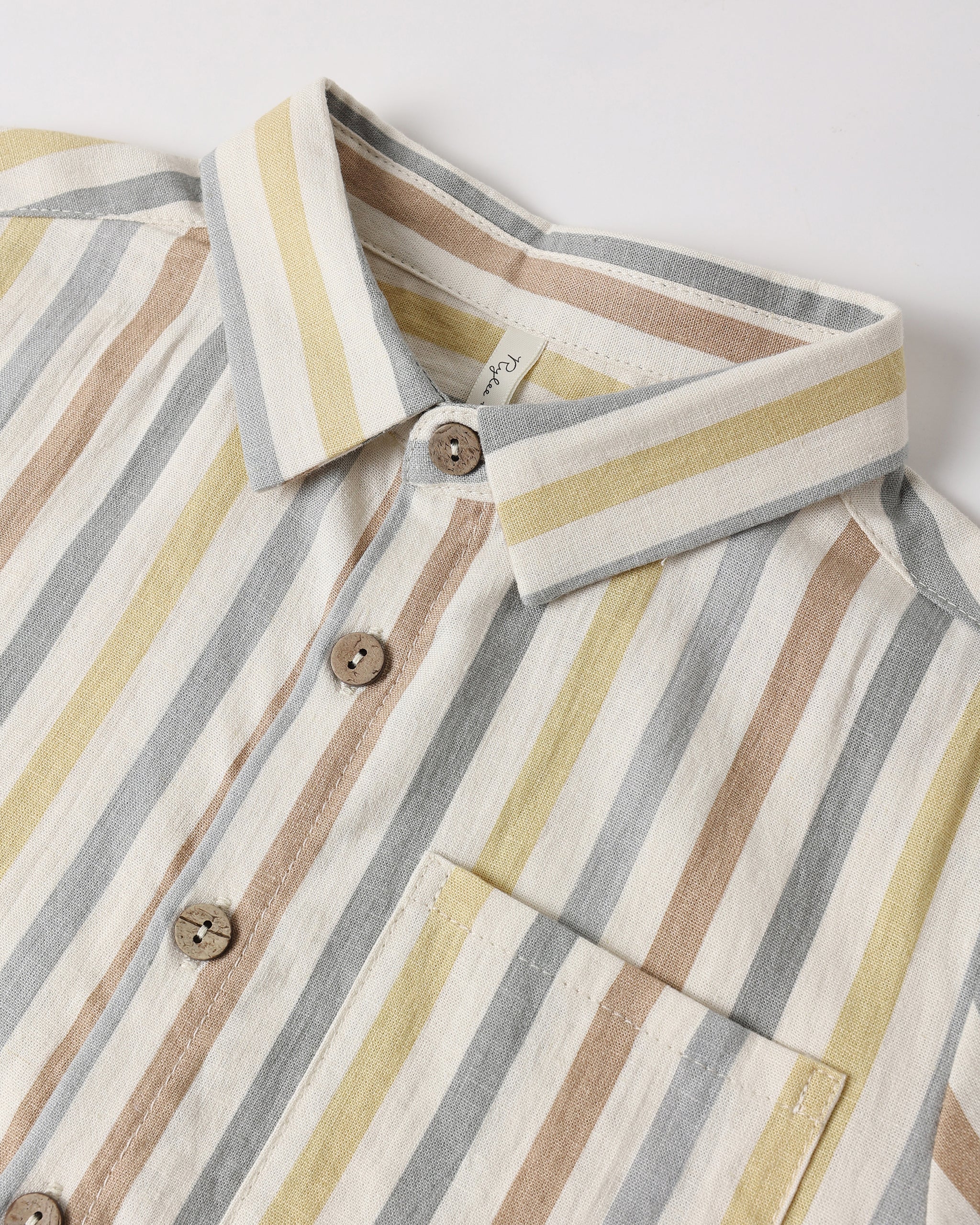 Collared Short Sleeve Shirt || Valencia Stripe