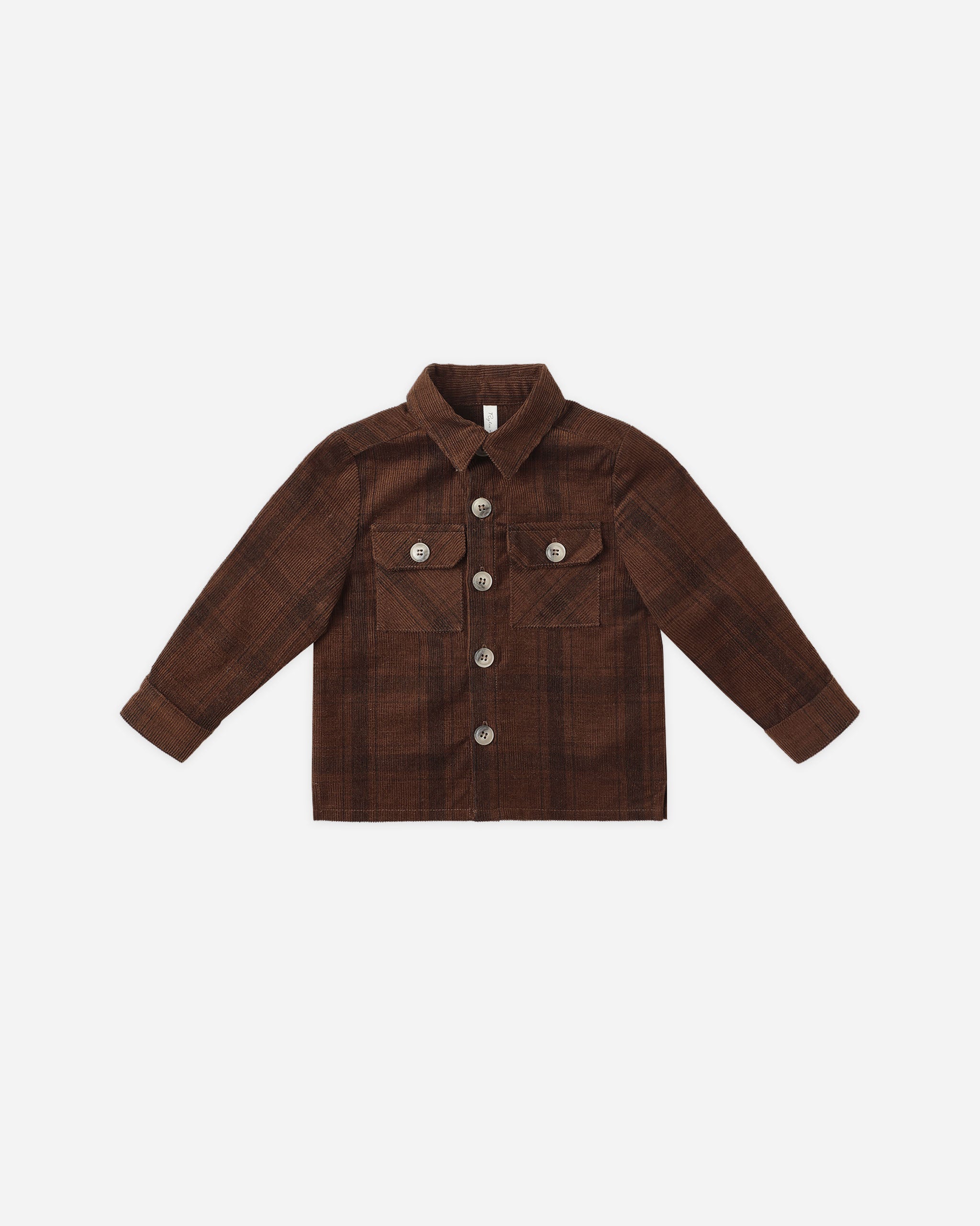 Pocketed Corduroy Shirt || Brown Plaid
