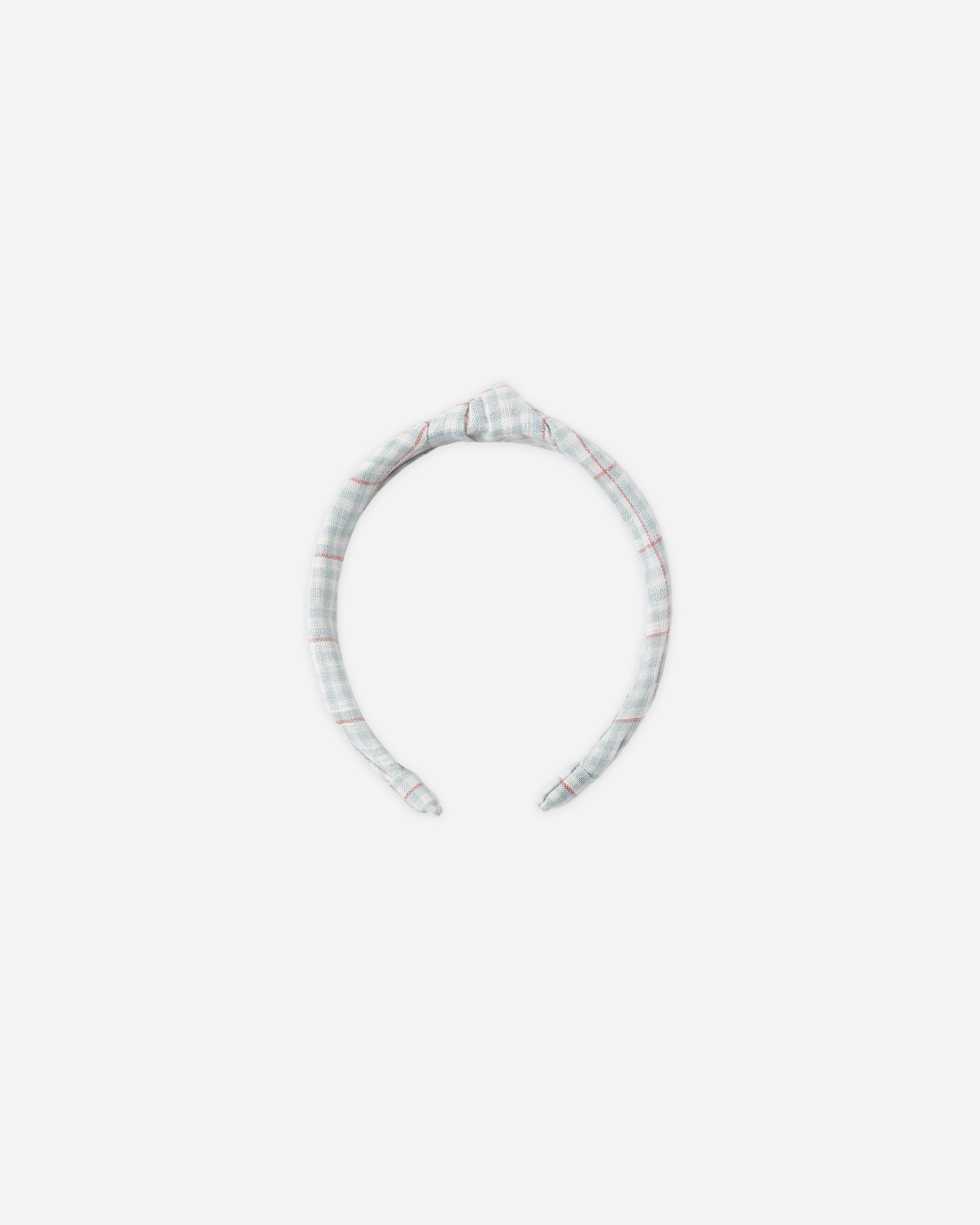 Knotted Headband || Light Blue Plaid