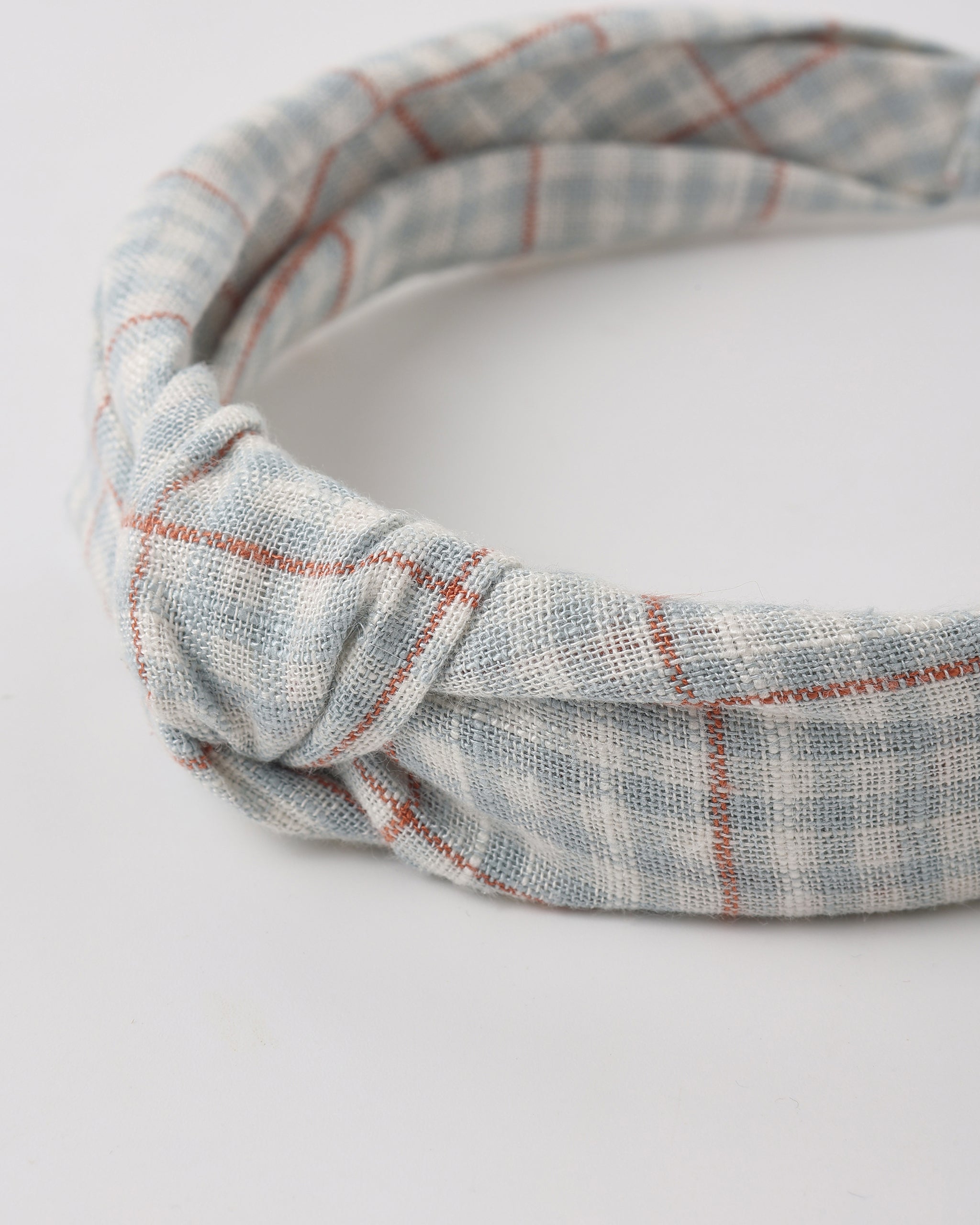 Knotted Headband || Light Blue Plaid