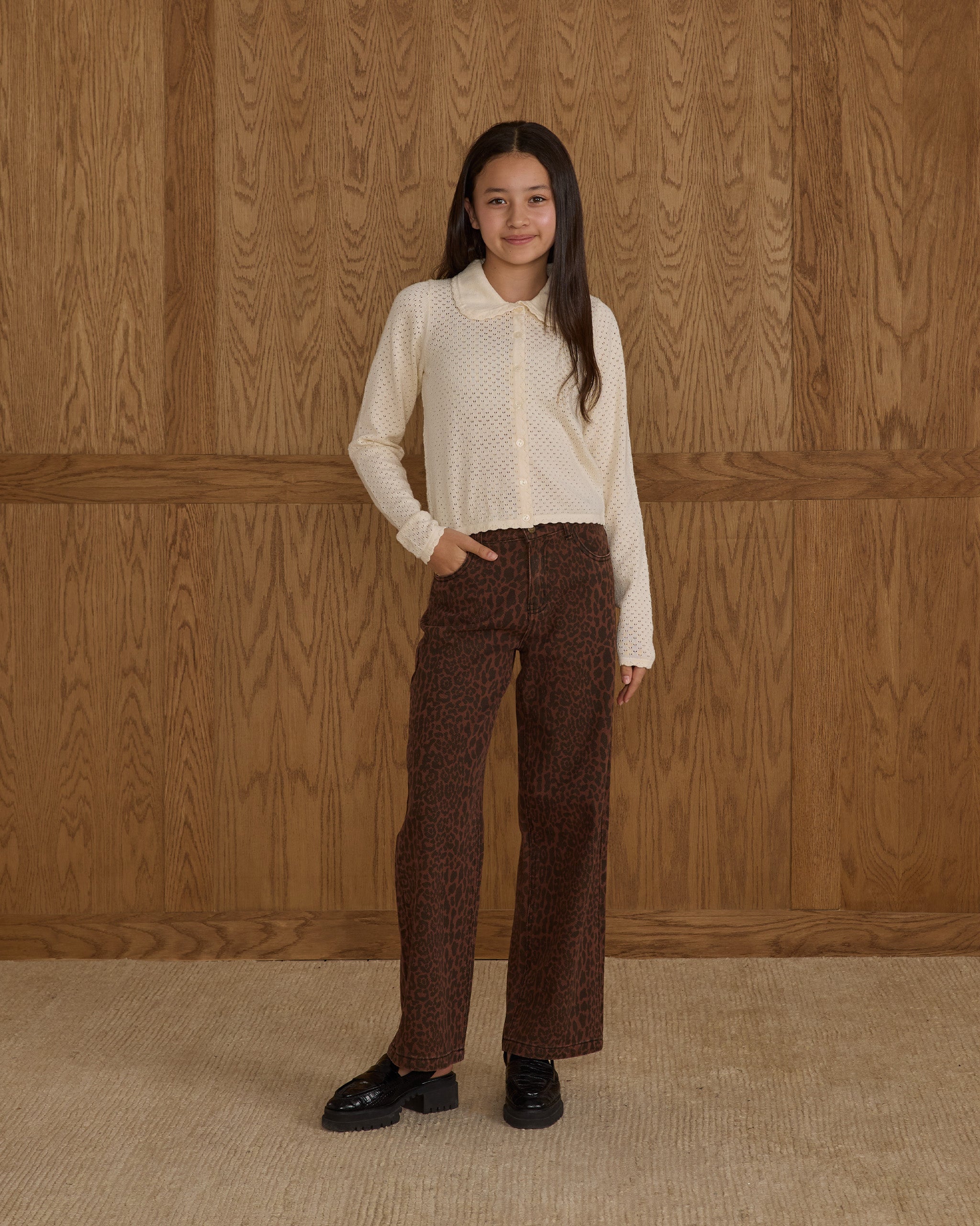 Baggy Wide Leg Denim || Leopard - Teen