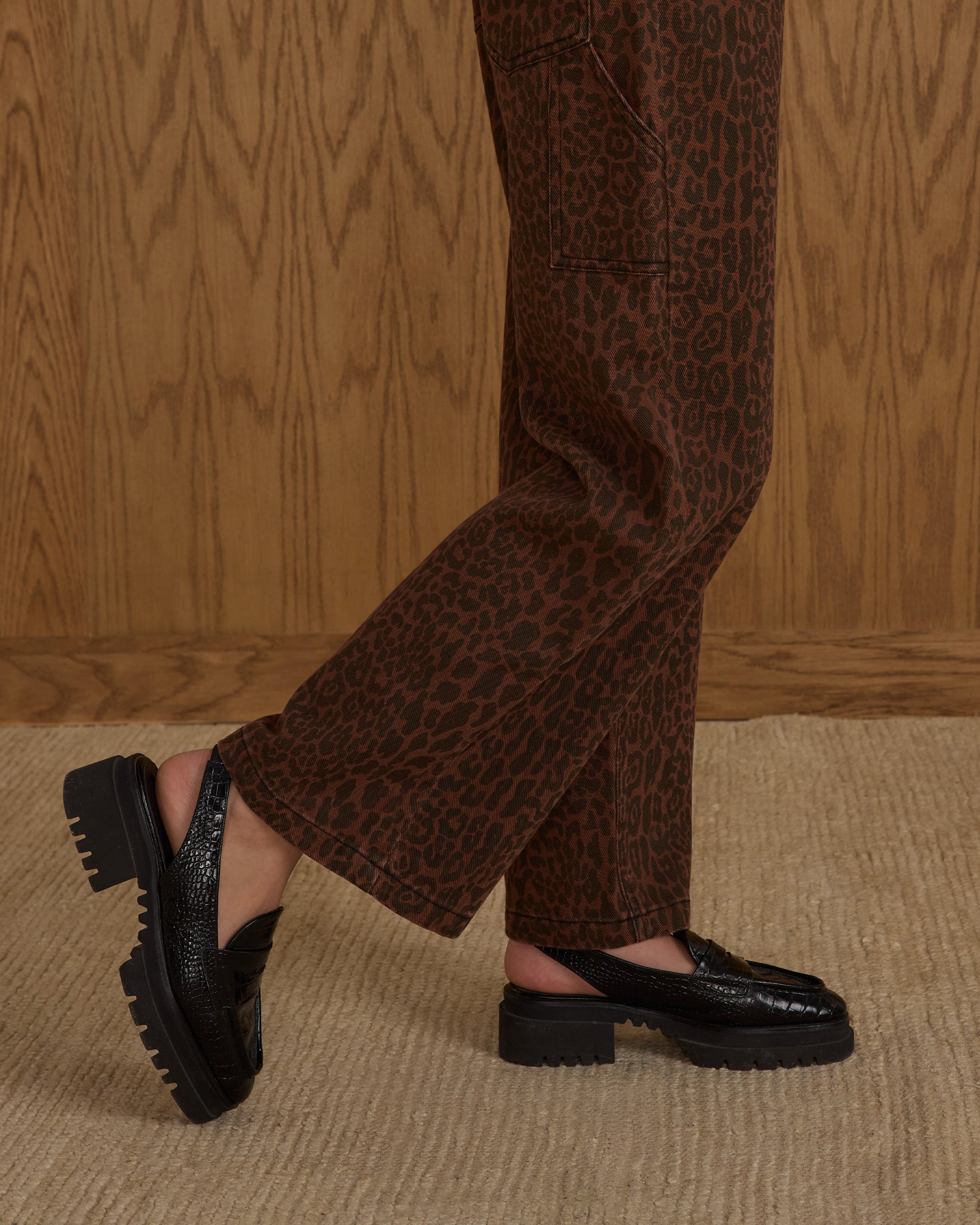 Baggy Wide Leg Denim || Leopard - Teen
