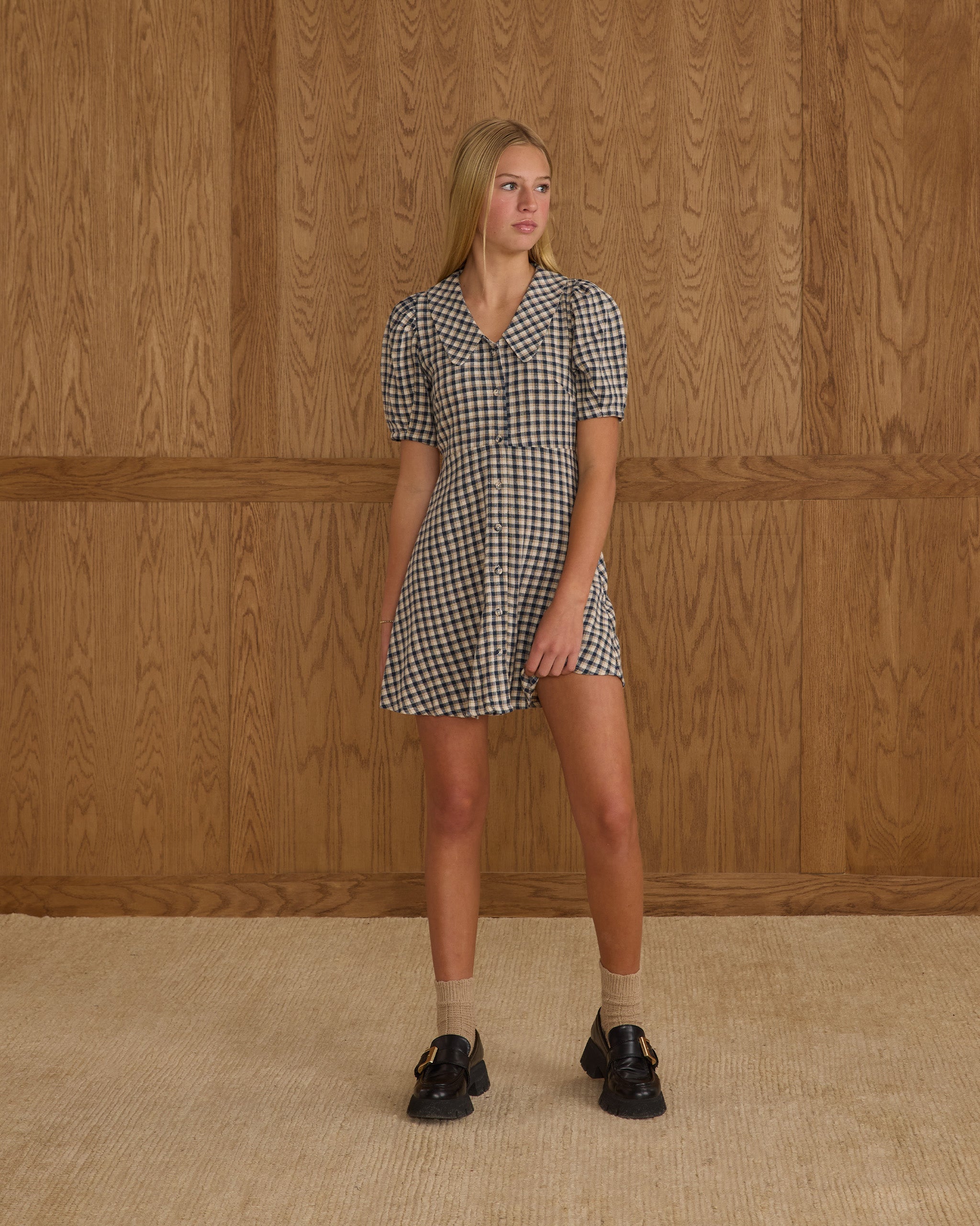 Del Mar Dress || Navy Check (Teens)
