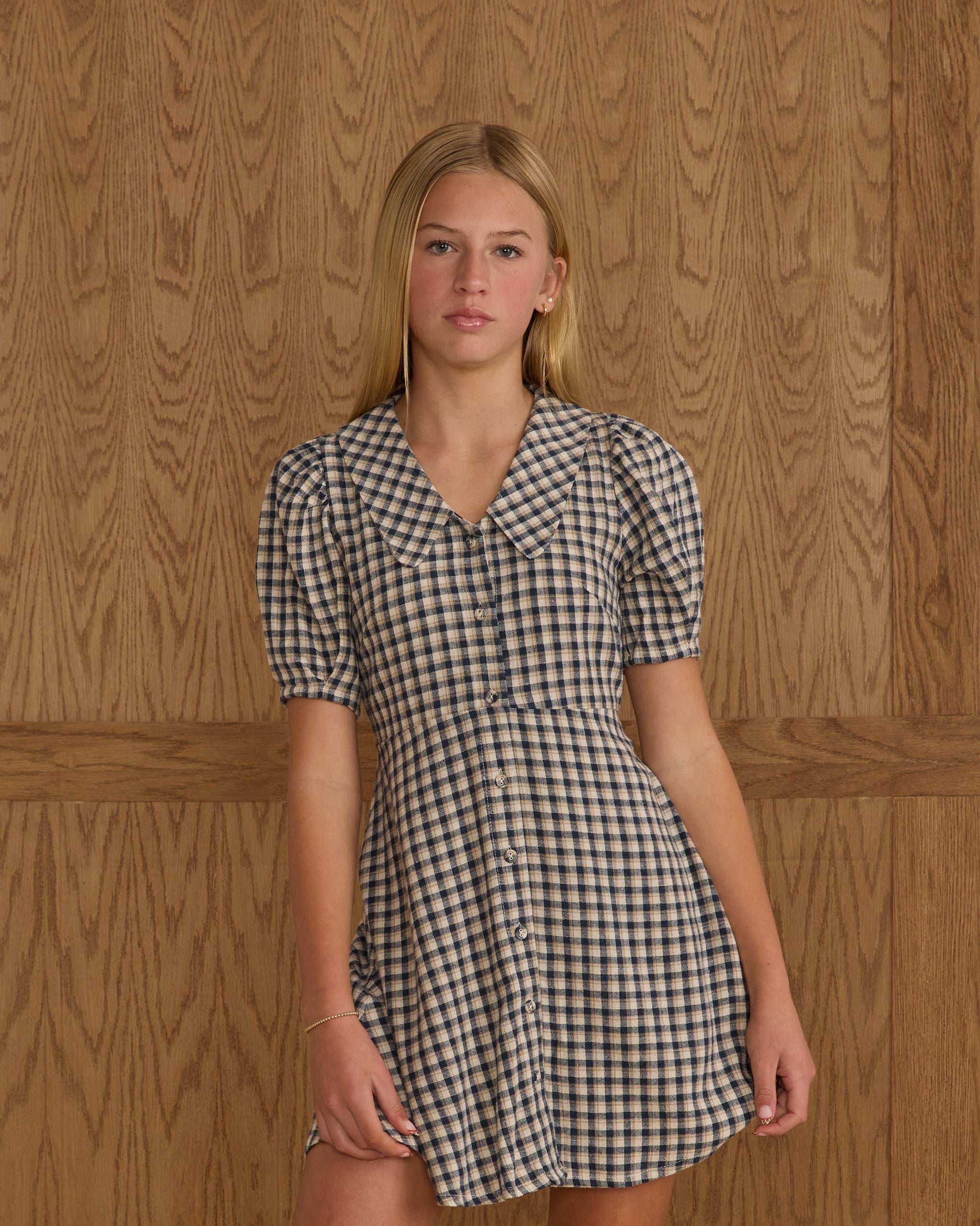 Del Mar Dress || Navy Check (Teens)