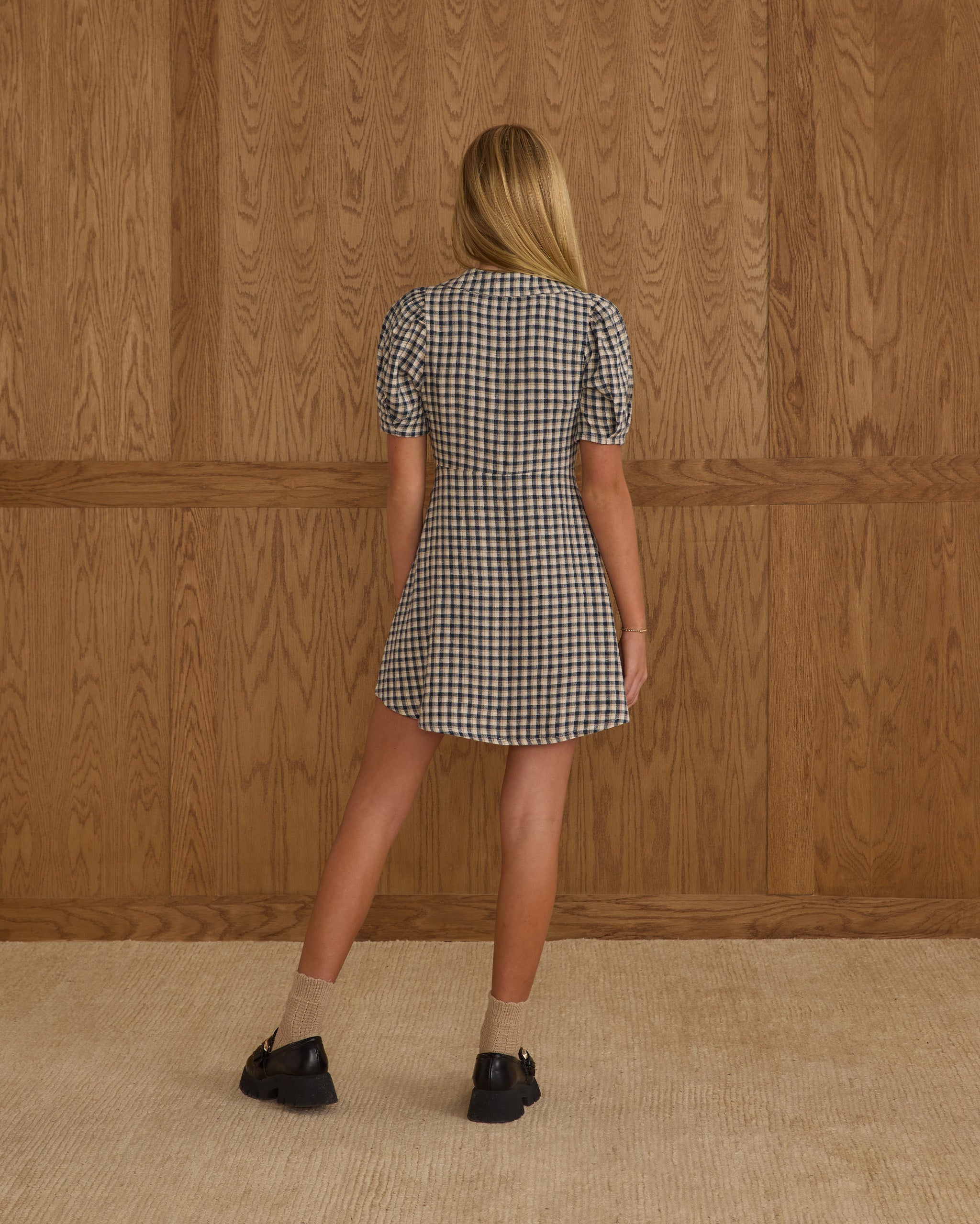 Del Mar Dress || Navy Check (Teens)
