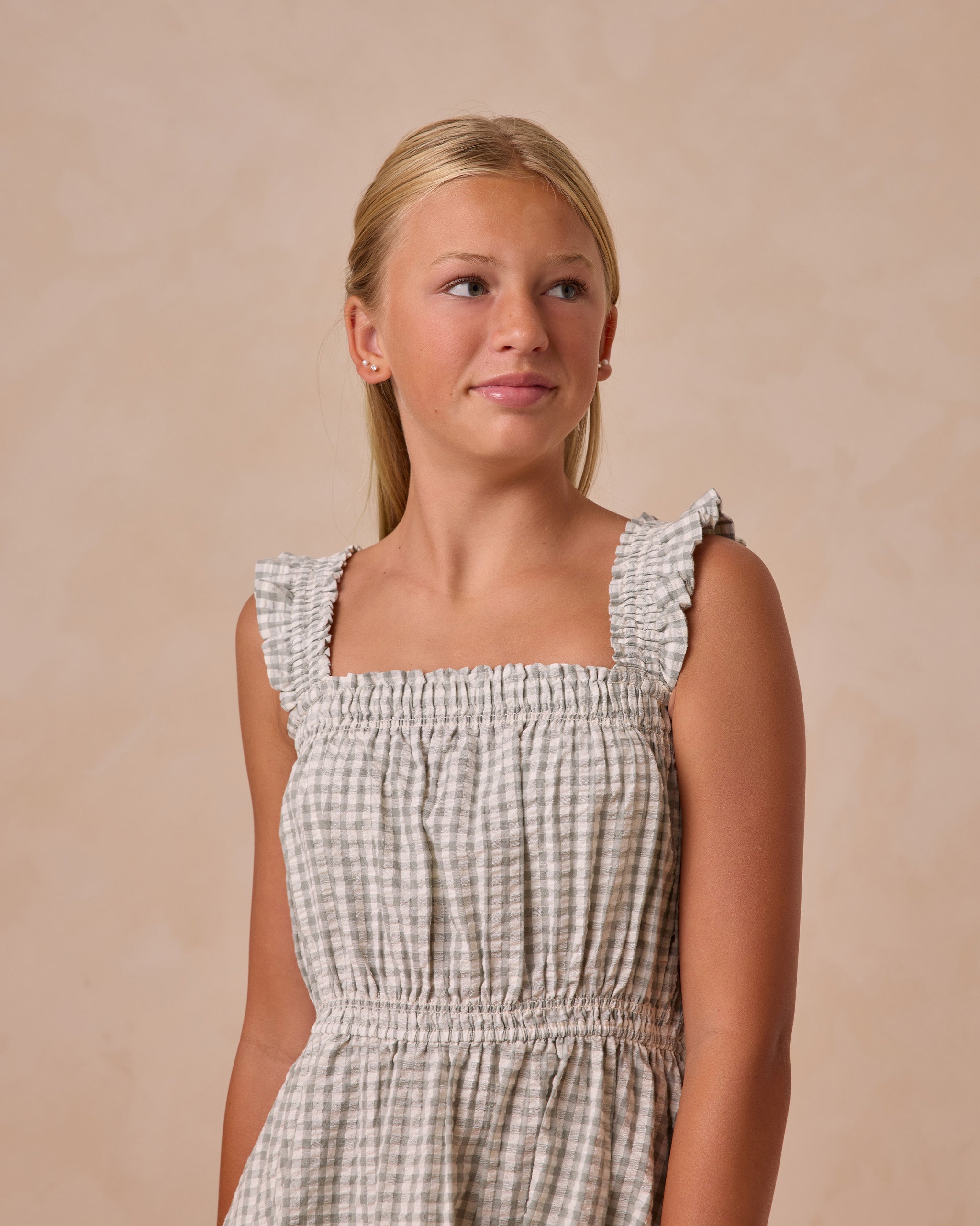 Annalise Dress || Eucalyptus Gingham (Teens)