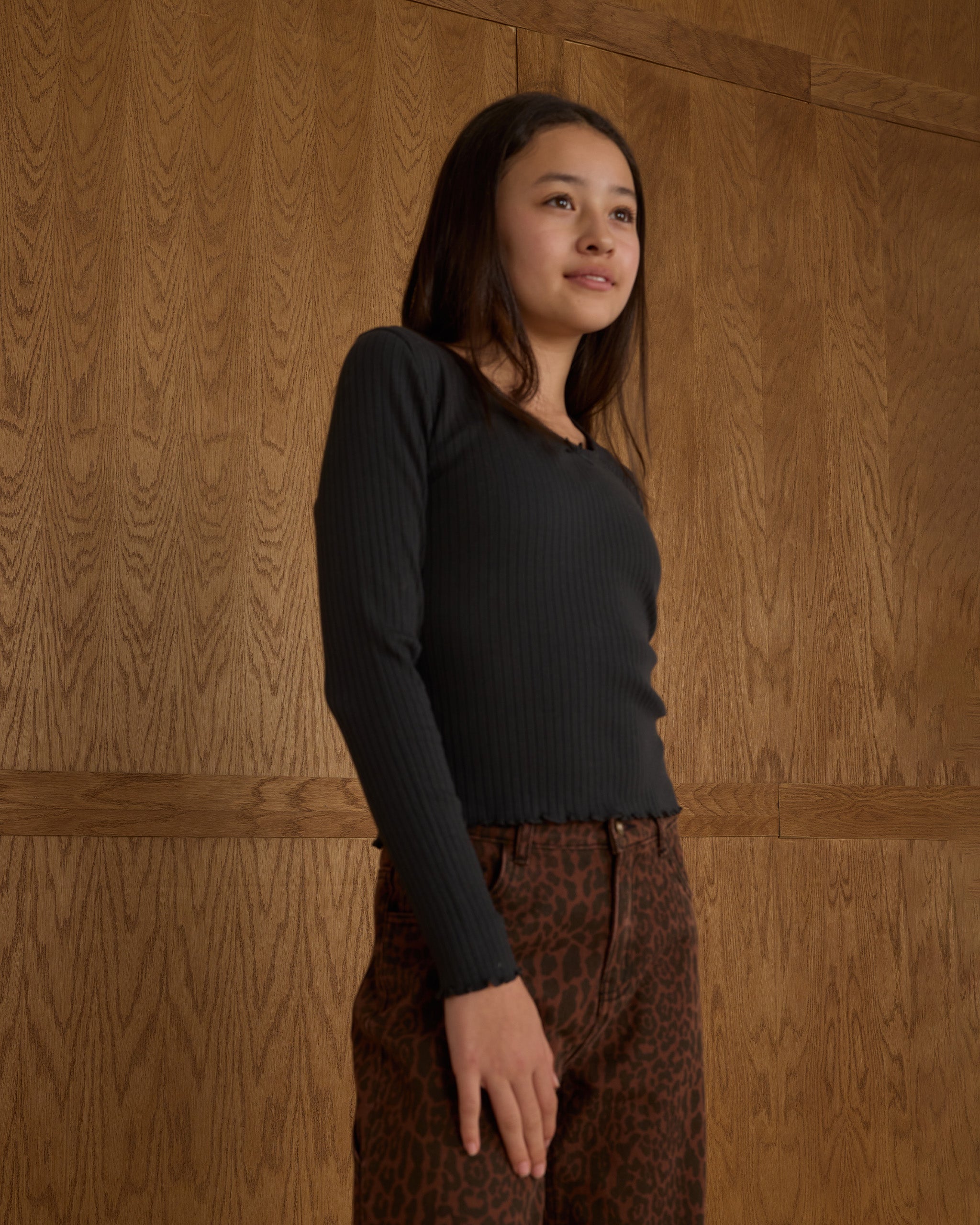 Ribbed Long Sleeve || Black - Teen