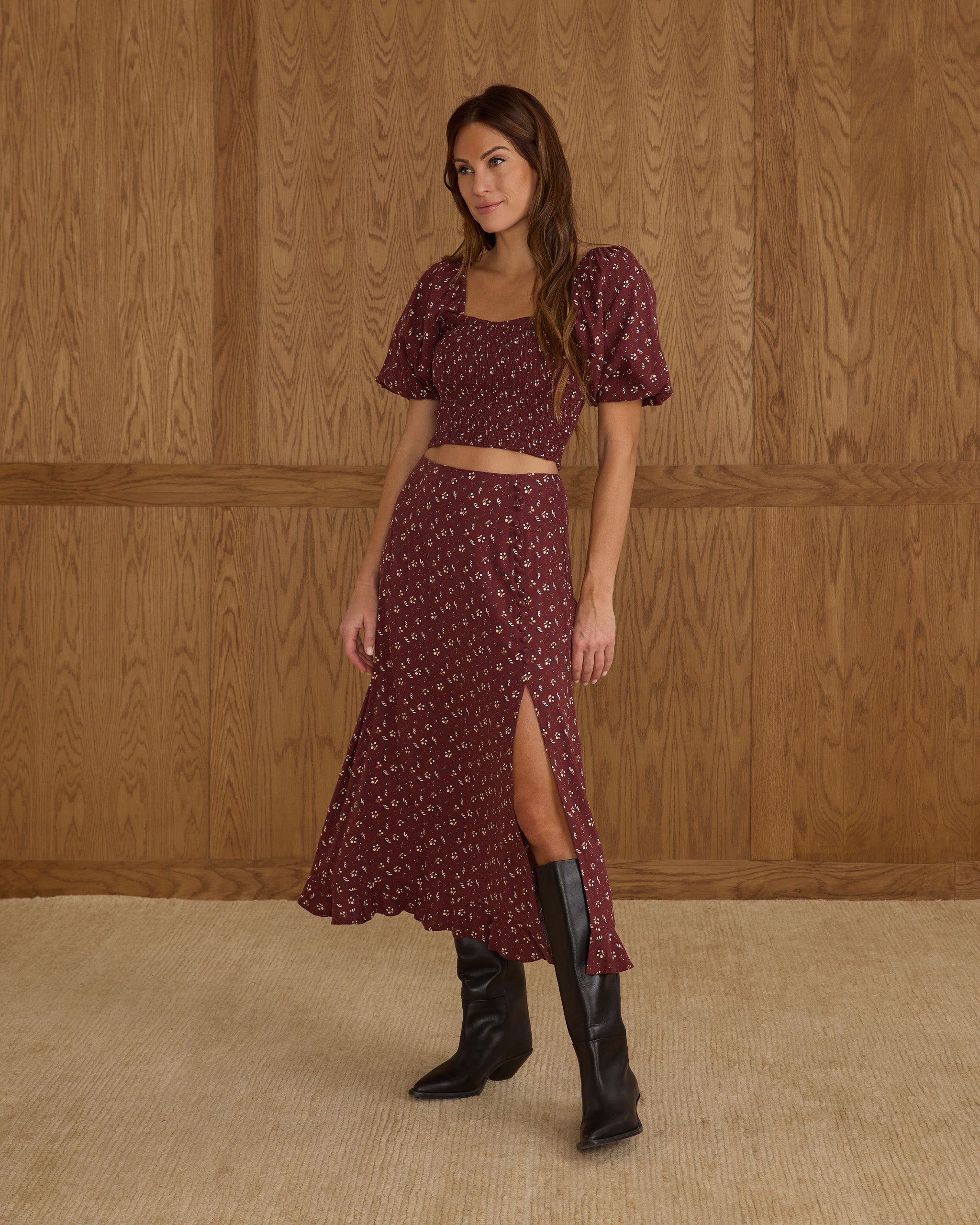 Button Slit Skirt || Harvest Berry