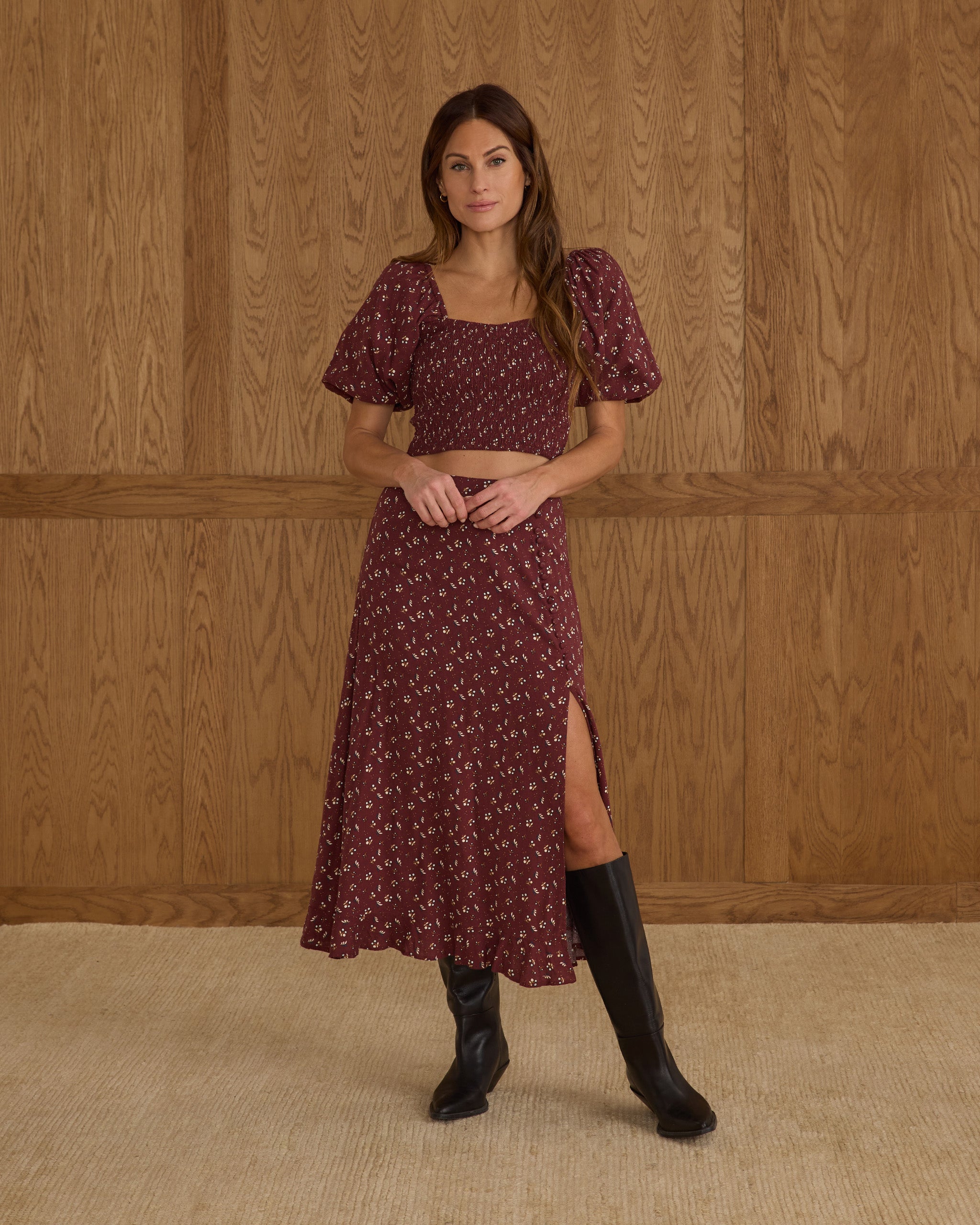 Button Slit Skirt || Harvest Berry