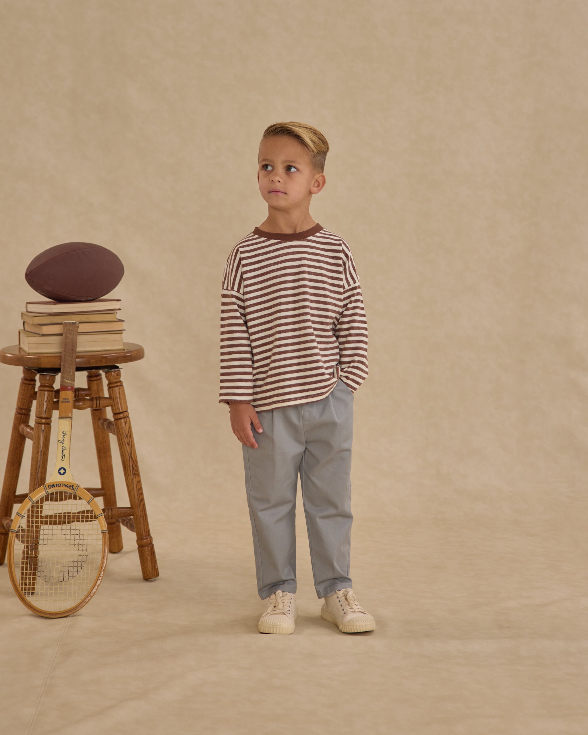 Camden Long Sleeve Tee || Brown Stripe