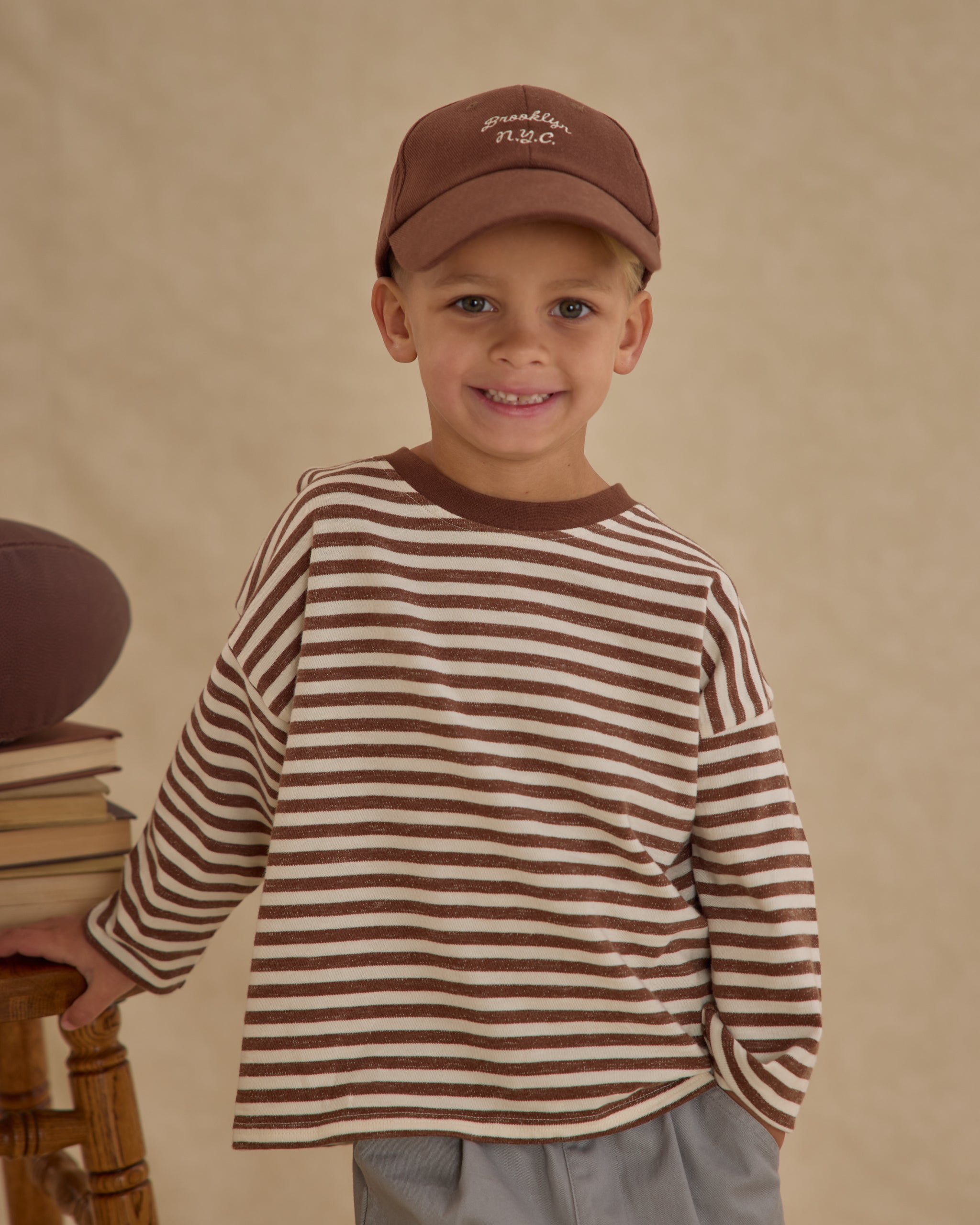 Camden Long Sleeve Tee || Brown Stripe