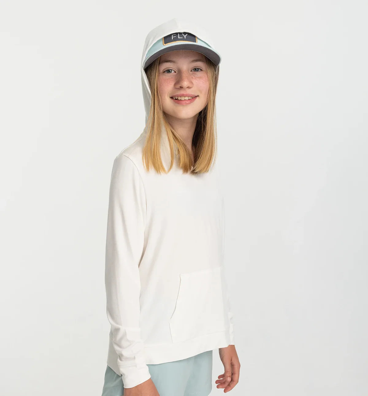 Girls' Bamboo Shade Hoodie || Bright White - Youth