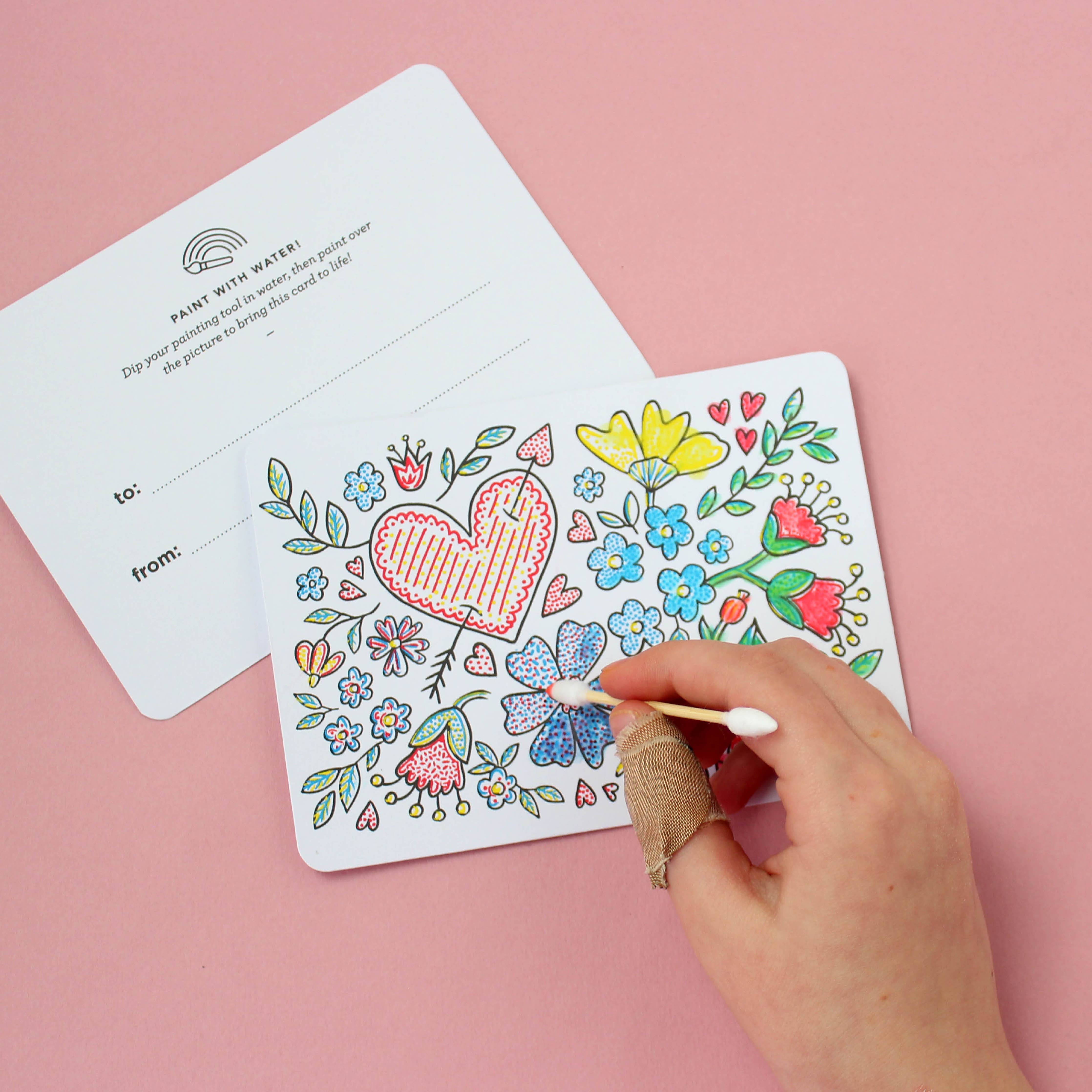 Paint with Water Valentine Cards | Floral