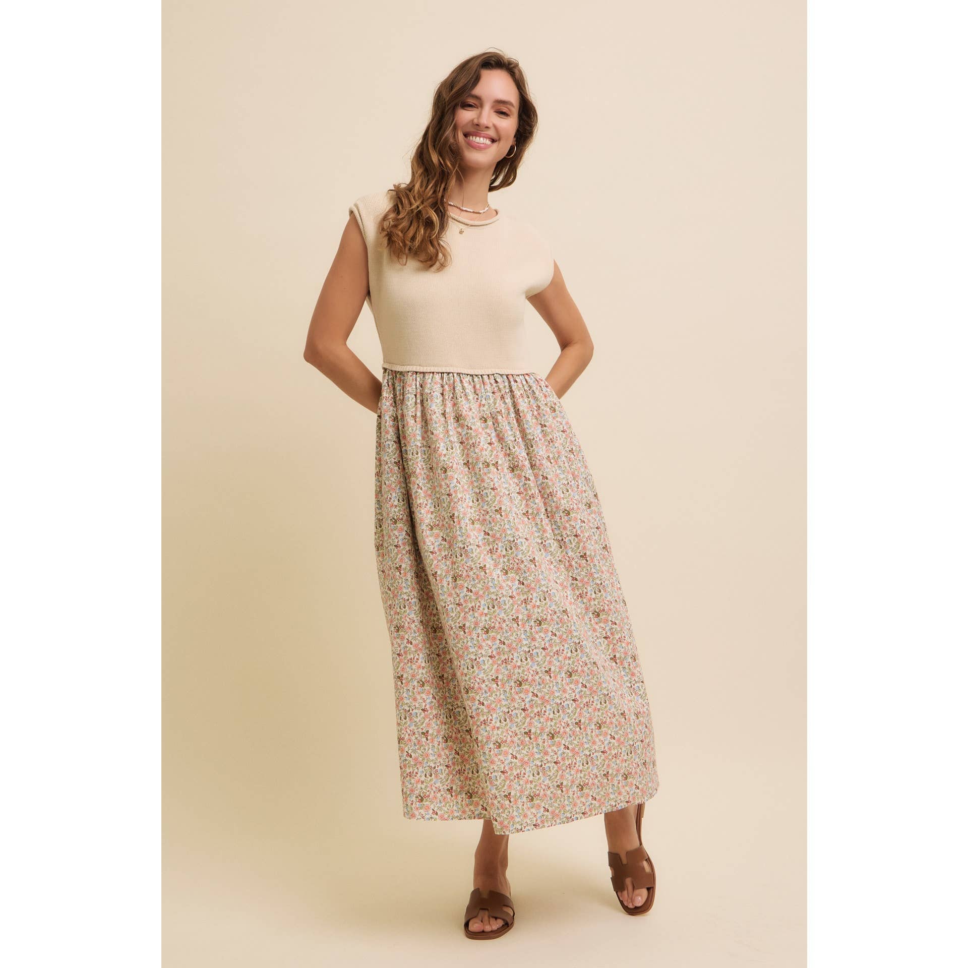 Clara Midi Dress with Sweater Vest