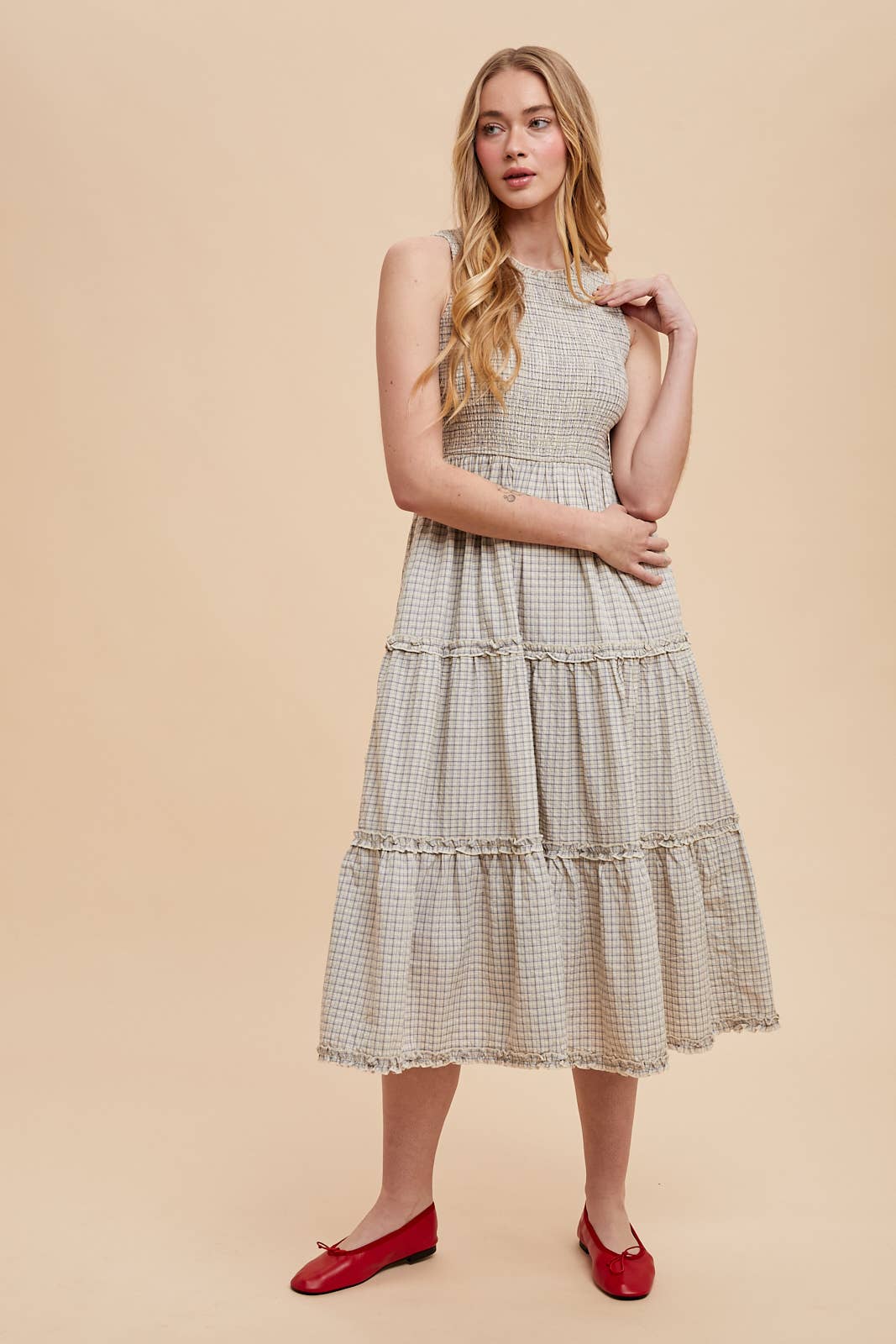 Seersucker Maxi || Smocked Checkered