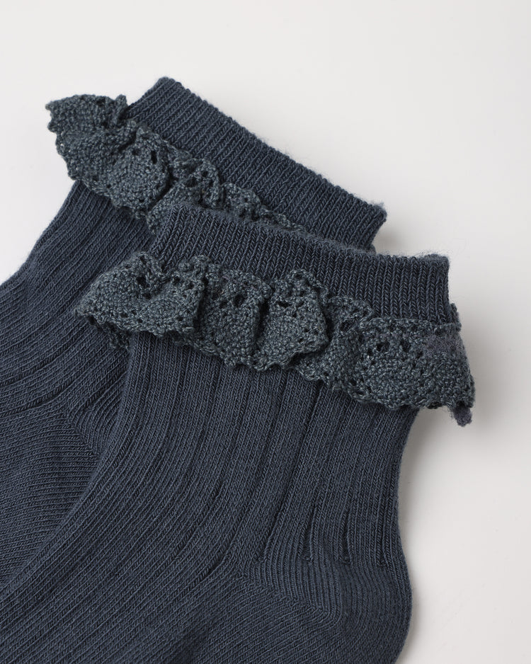 Lace Trim Socks 2-pack || Fawn, Midnight, Rib Knit