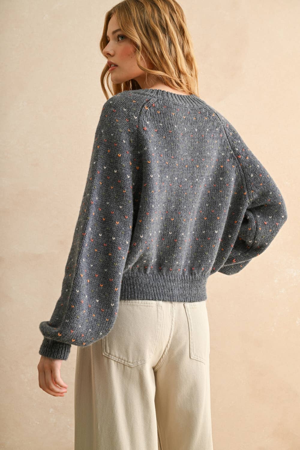 Lottie Heart Speckled Knit Cardigan