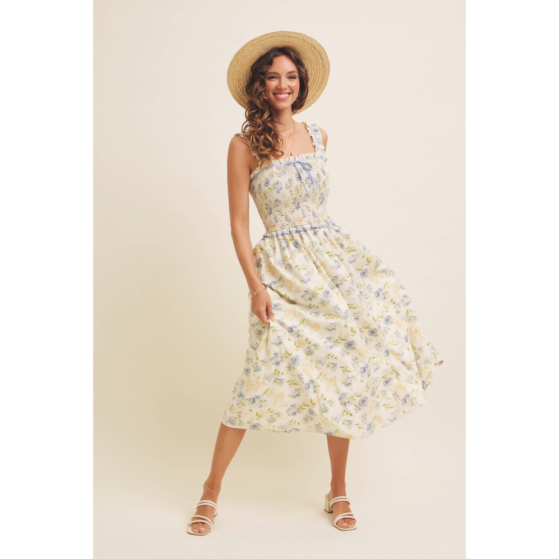 Floral Smocked Midi Dress