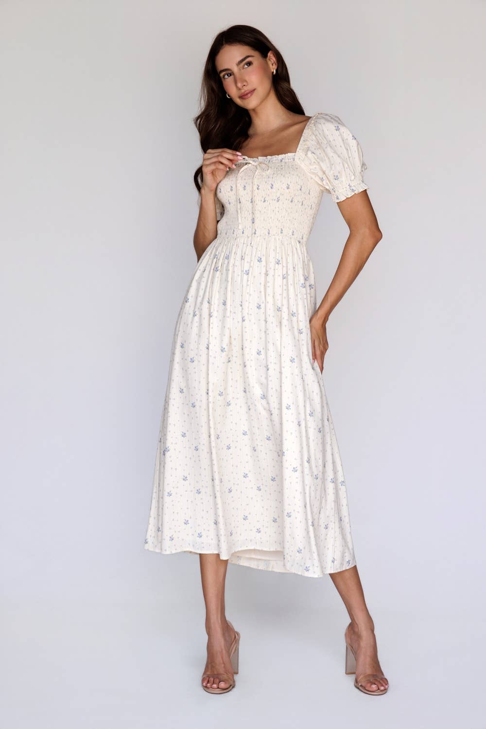 Ivy Smocked Floral Midi Dress - LAST ONE S