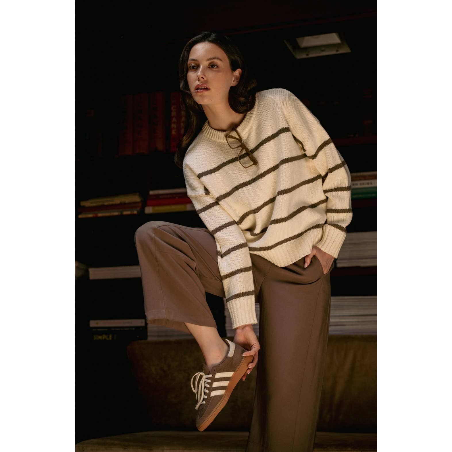 Stripe Cew Neck Pullover