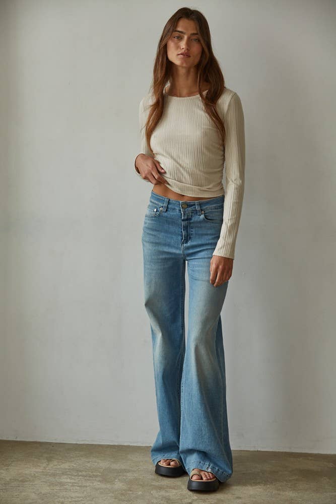 Knit Ribbed Long Sleeve || Light Taupe
