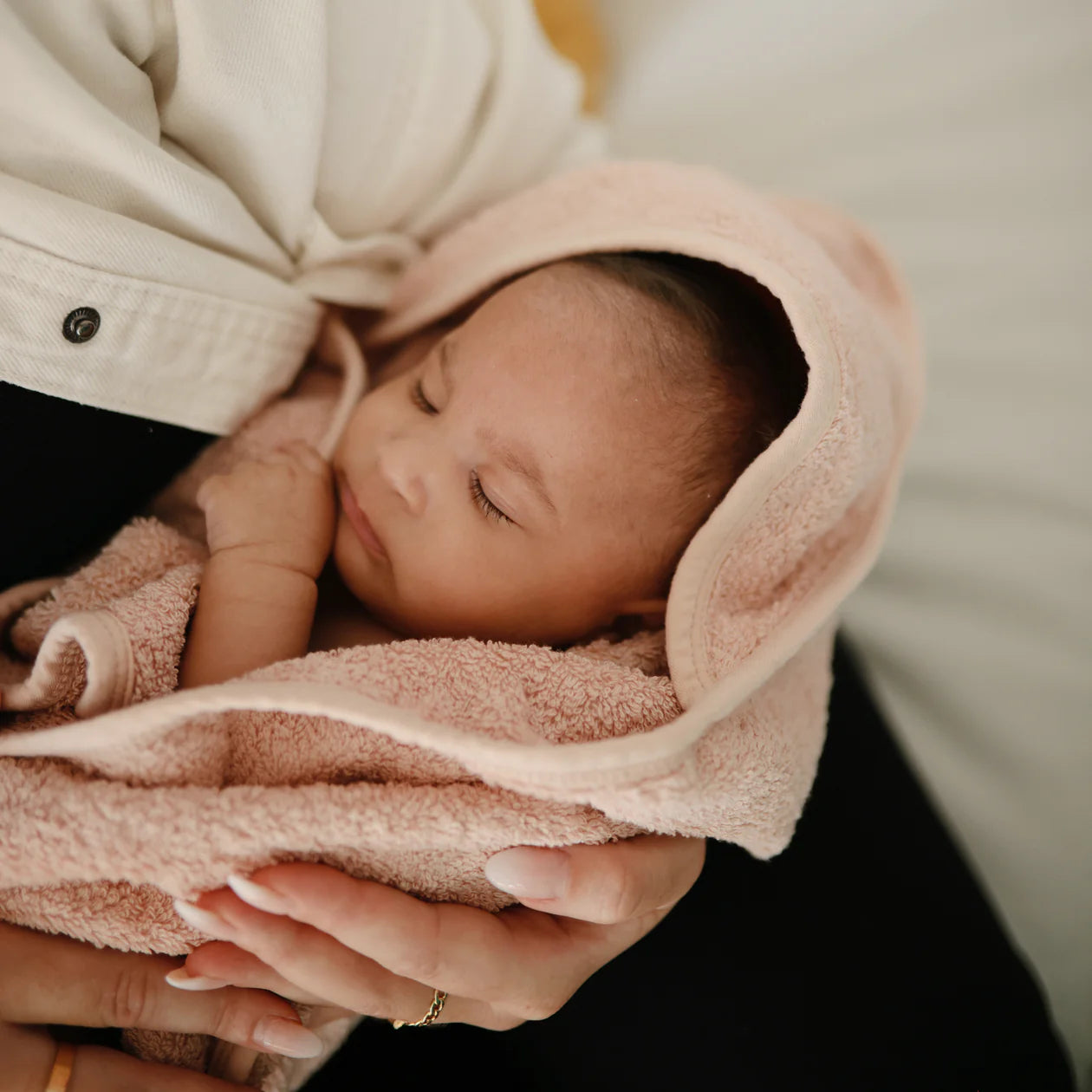 Organic Cotton Baby Hooded Towel - Blush