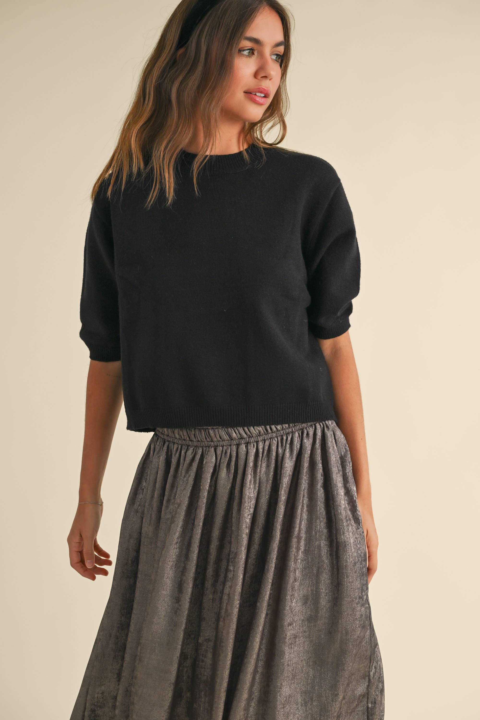 Aurora Sweater Top || Ebony