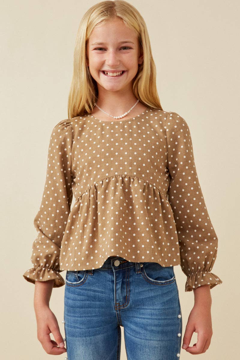 Cocoa Dot Peplum Top