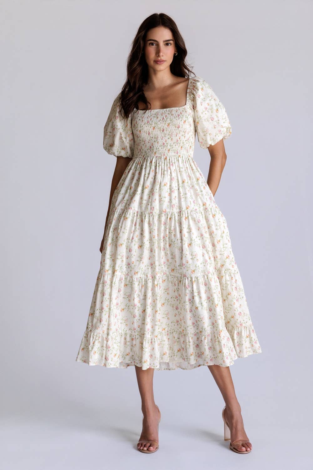 Penelope Floral Smocked Midi Dress S