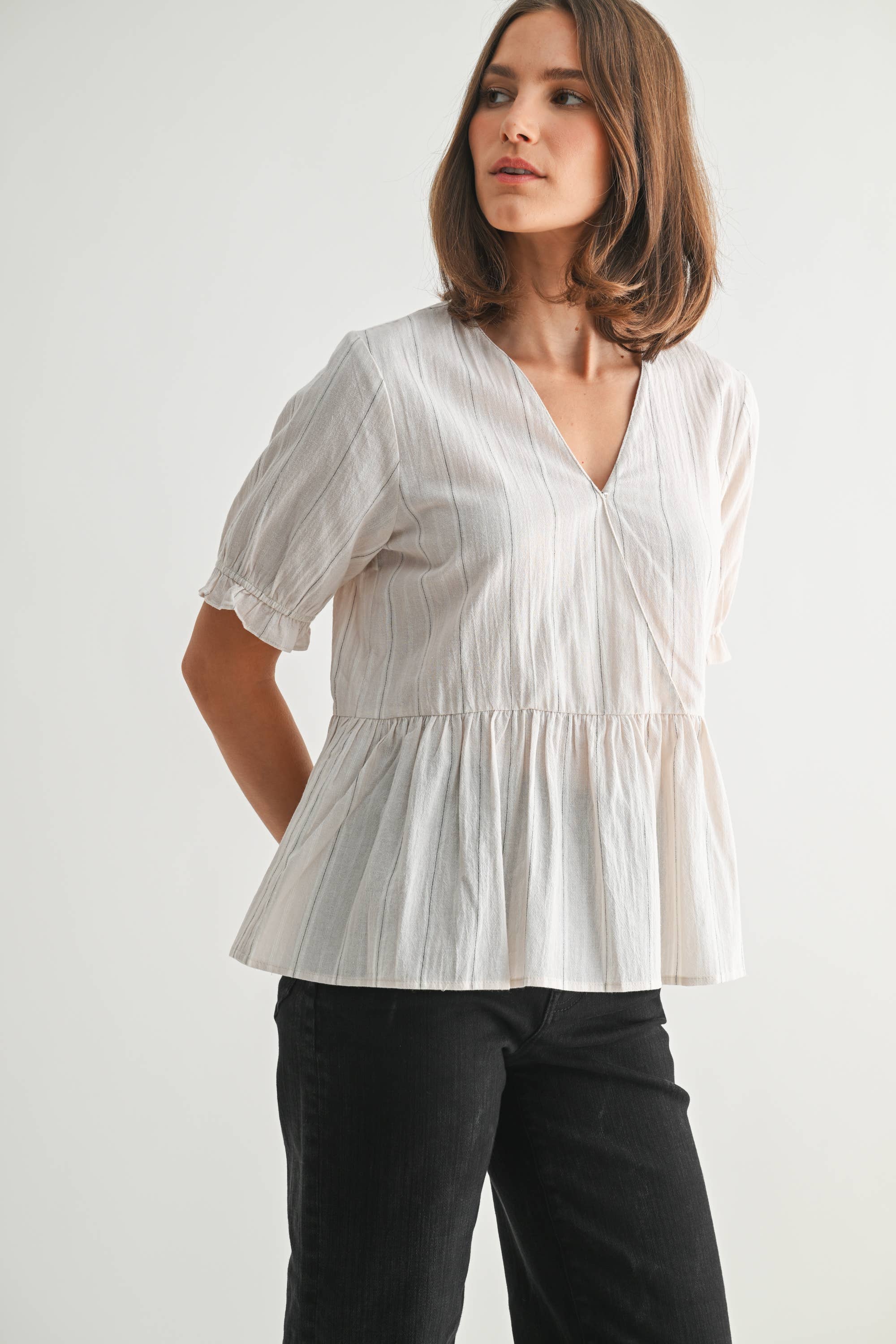 Striped Peplum Top