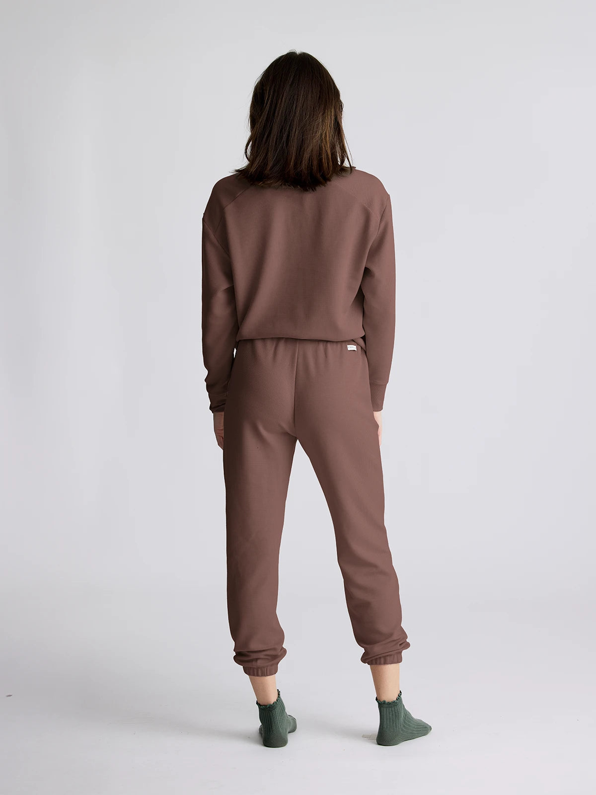 Women's Waffle Long Sleeve Henley || Fig