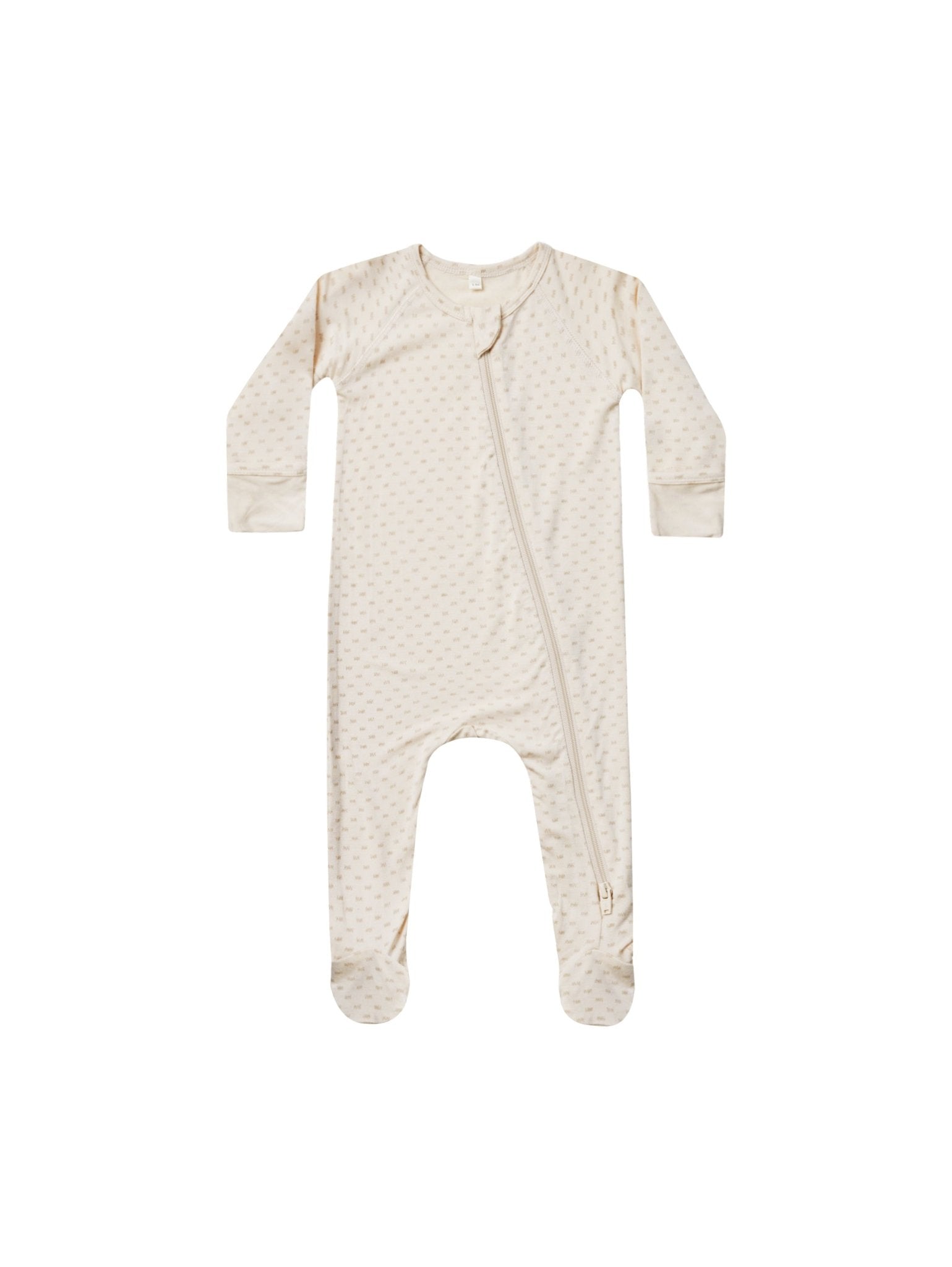 Bamboo Zip Footie || Oat Check - LAST ONE 12/18M