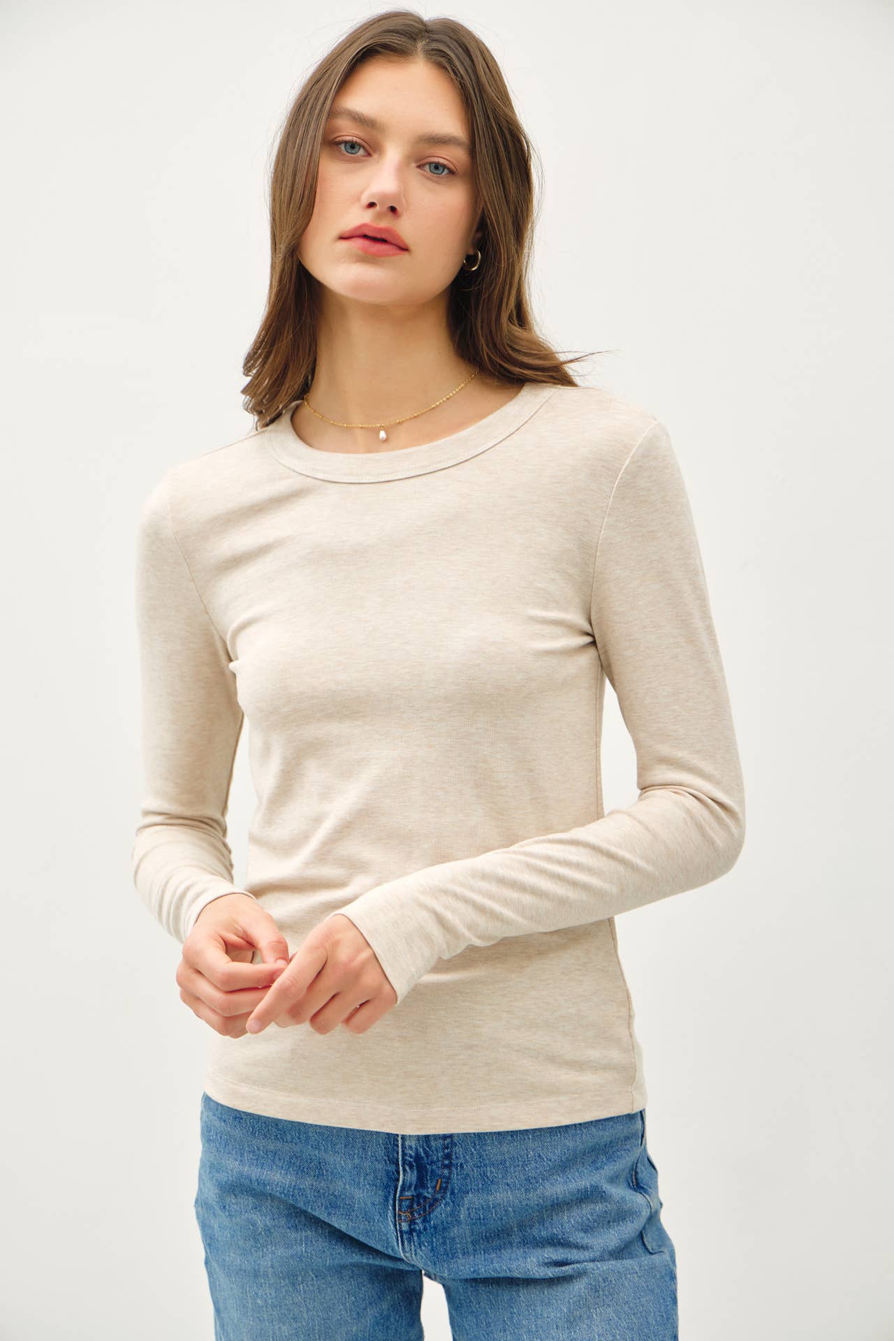 Basic Round Neck Long Sleeve | Oatmeal