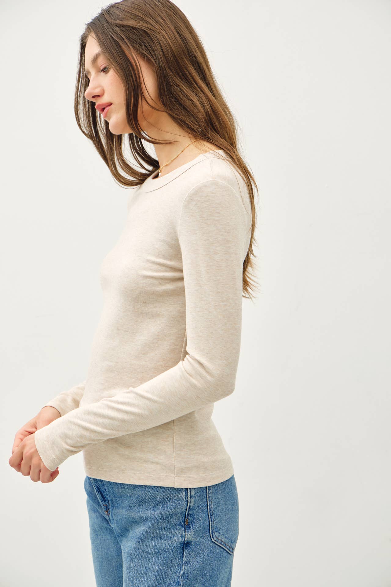 Basic Round Neck Long Sleeve | Oatmeal