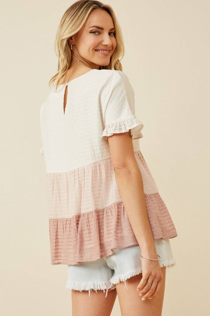Colorblock Tiered Ruffle Top
