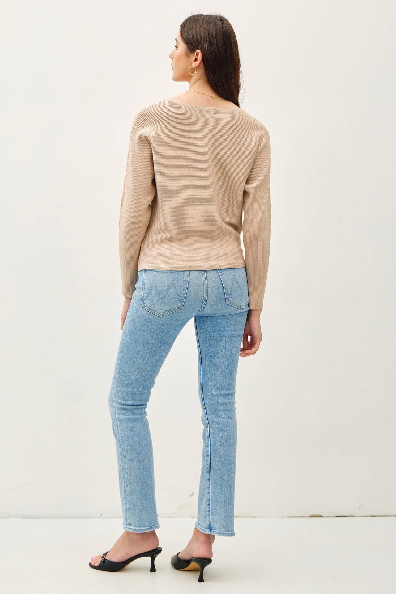 BOAT NECK DOLMAN SLEEVE PULLOVER KNIT TOP | Oatmeal