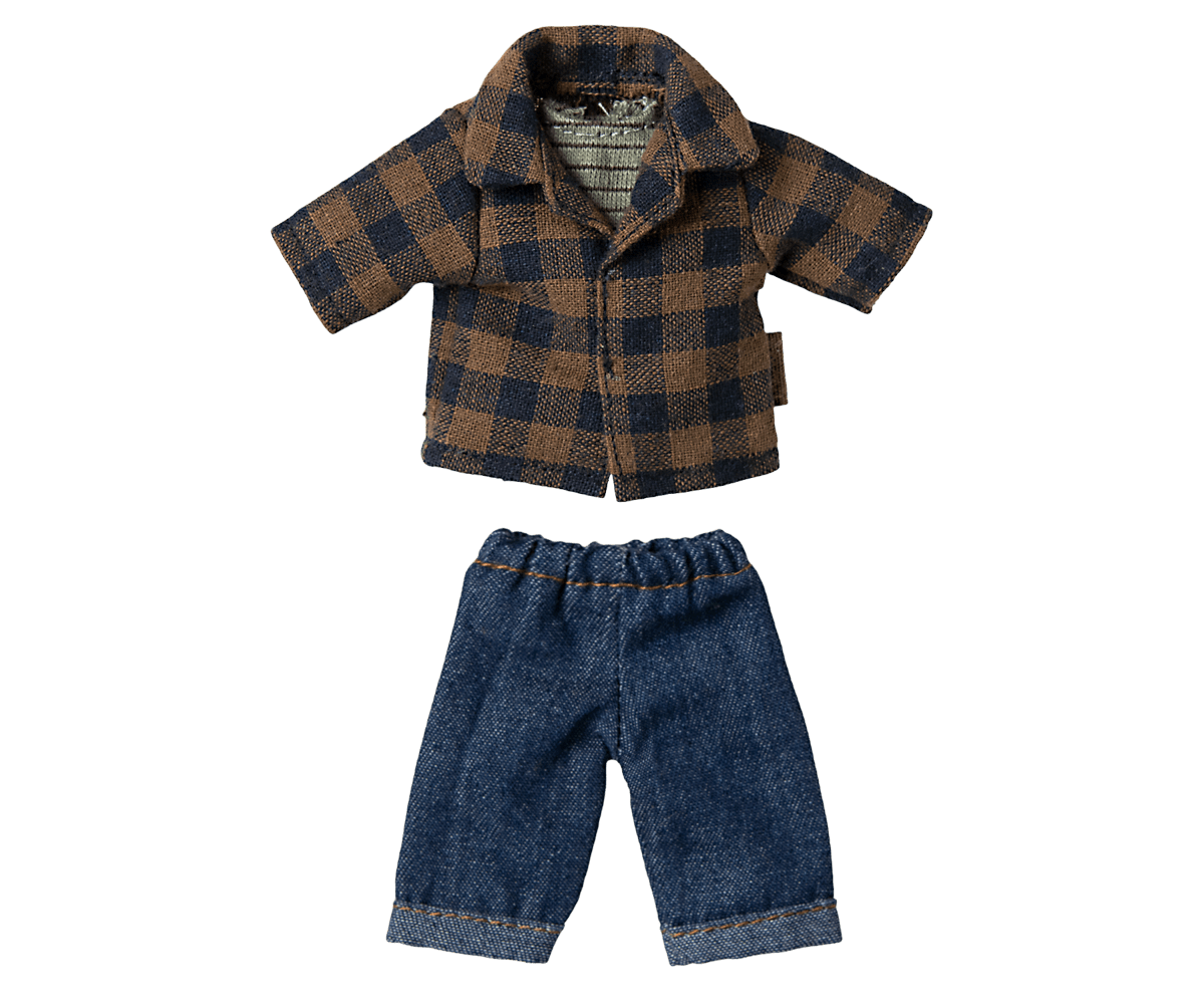 Brown checked shirt and pants, Dad mouse