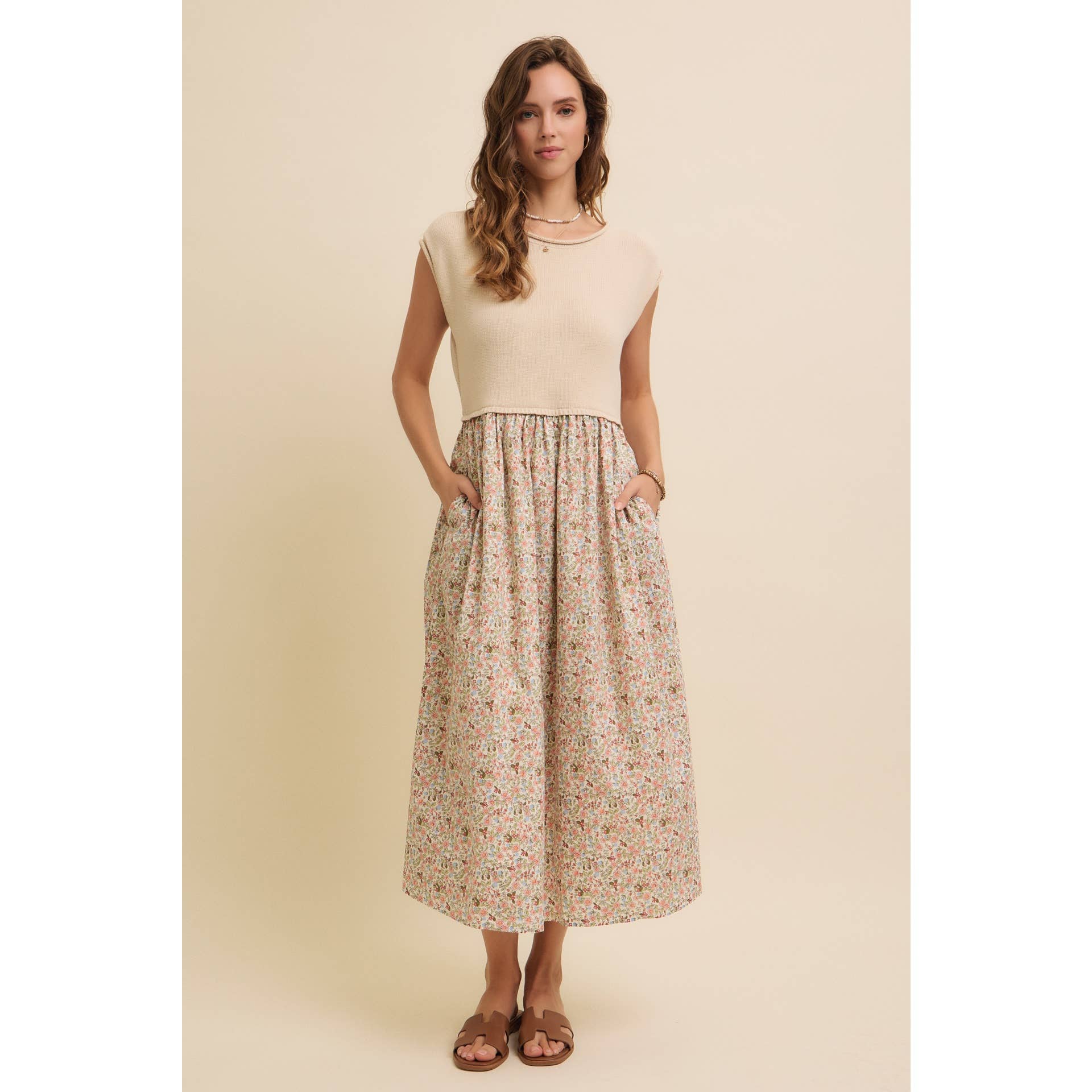 Clara Midi Dress with Sweater Vest