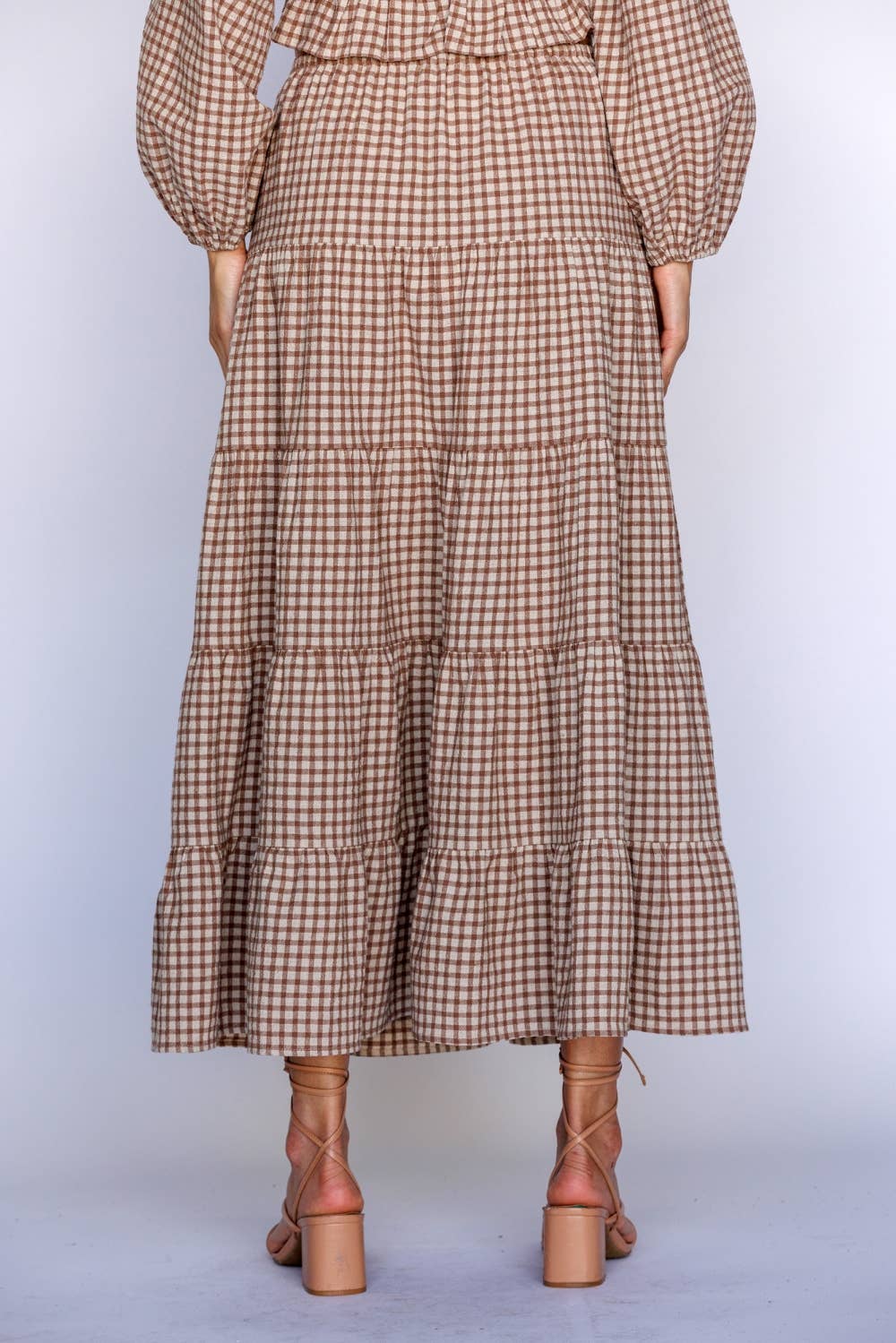 Gingham Maxi Tiered Skirt - LAST S & L