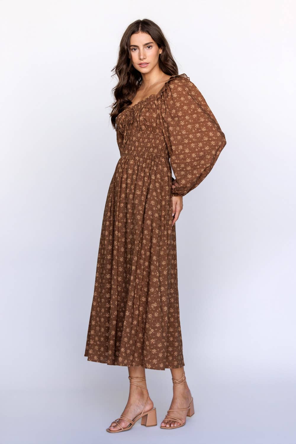 Hazel Bloom Smocked Midi Dress