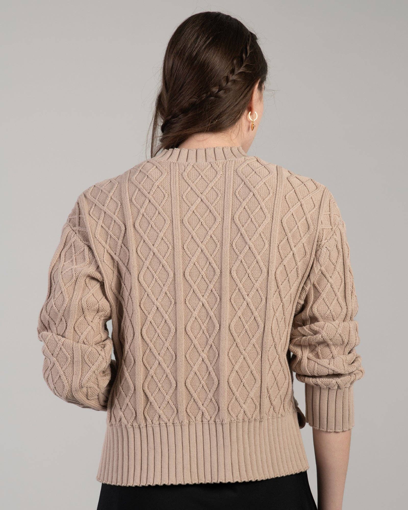 Cable Knit Crew | Mushroom