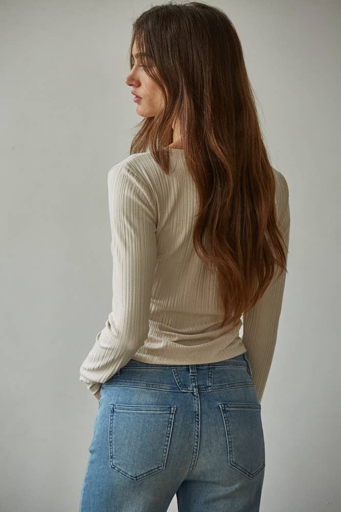 Knit Ribbed Long Sleeve || Light Taupe