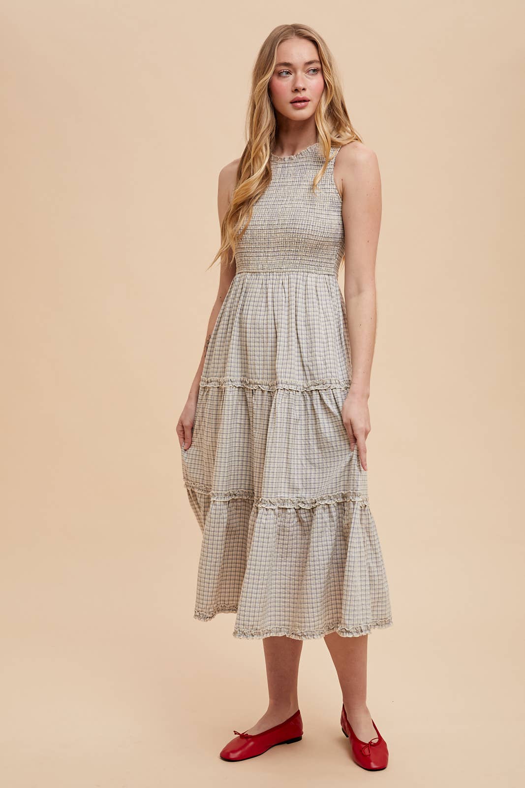 Seersucker Maxi || Smocked Checkered