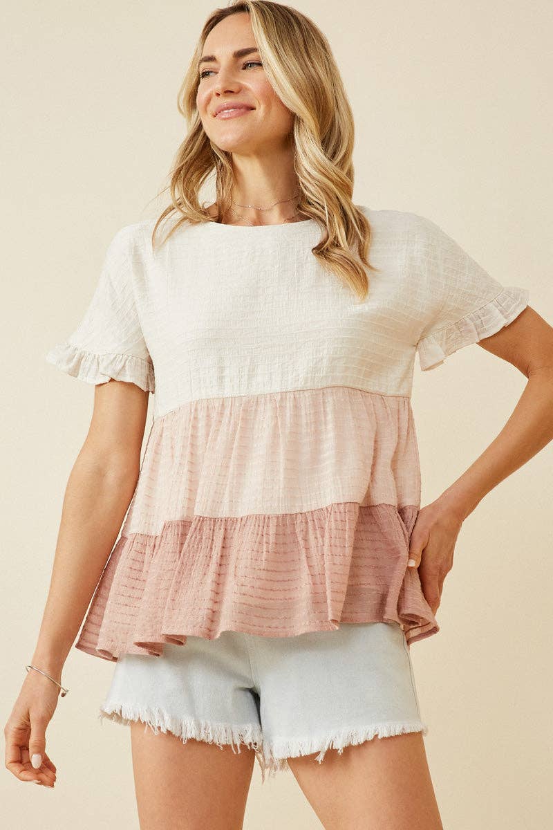 Colorblock Tiered Ruffle Top