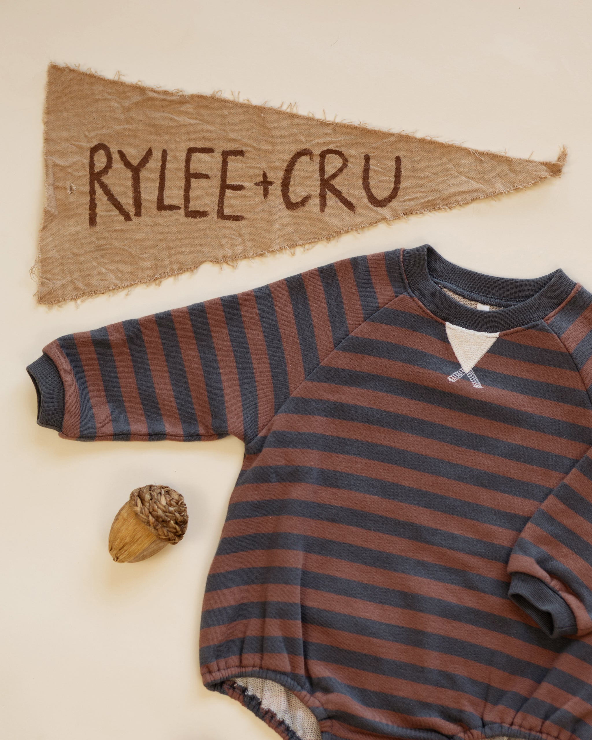 Crew Neck Romper || Mulberry Stripe