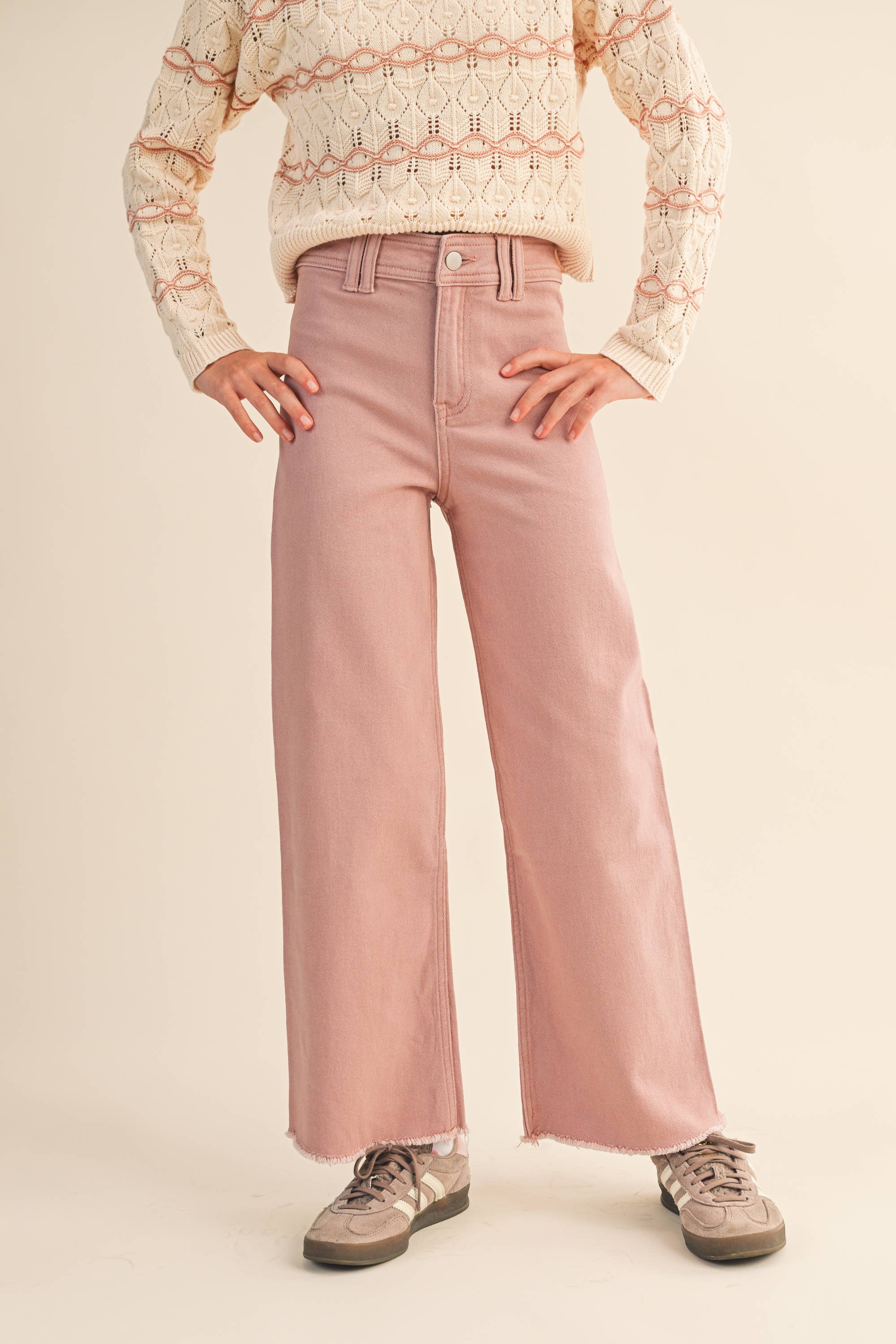 Tween Wide Pants || Rose