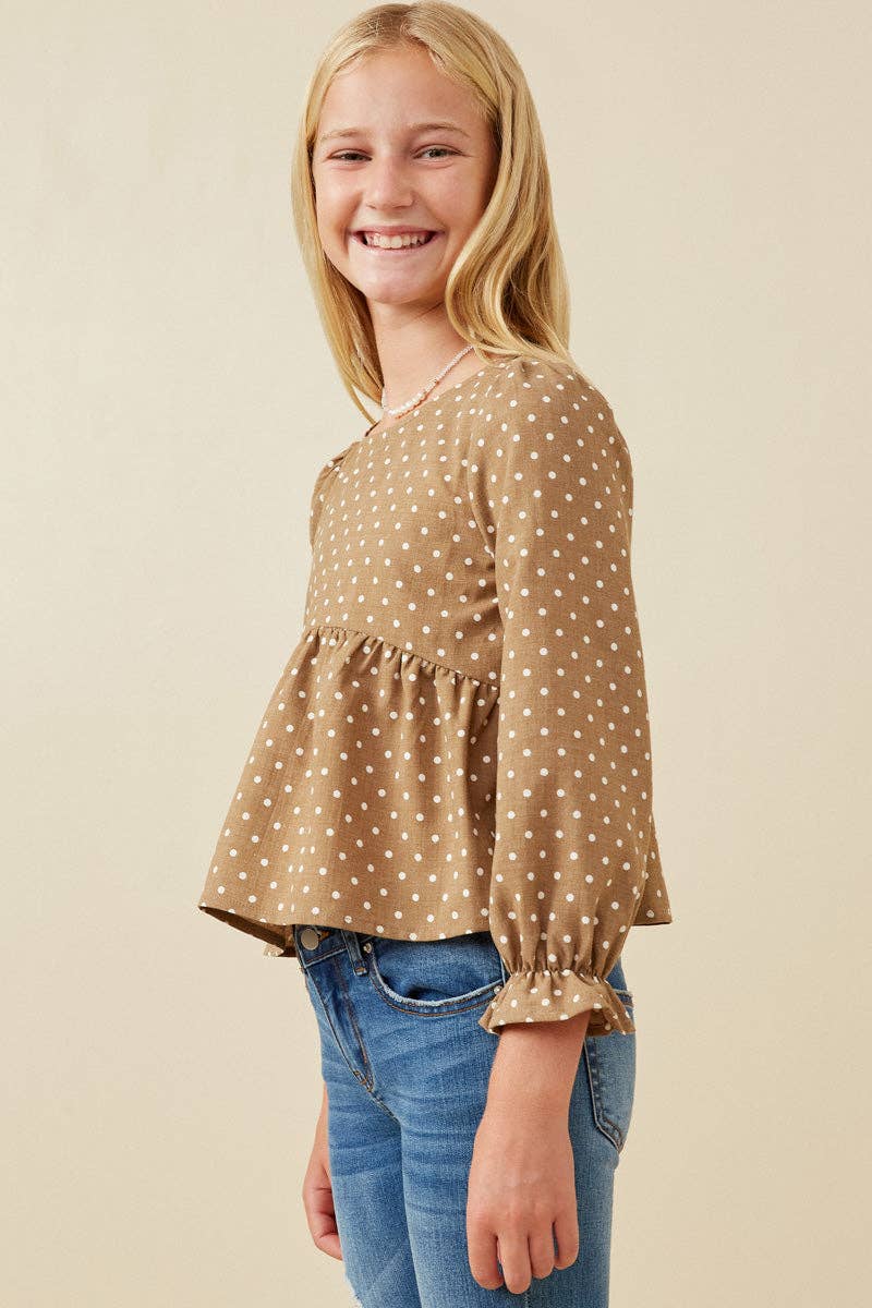 Cocoa Dot Peplum Top