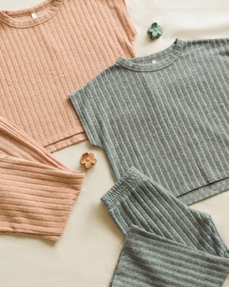 Cozy Rib Knit Set || Grapefruit