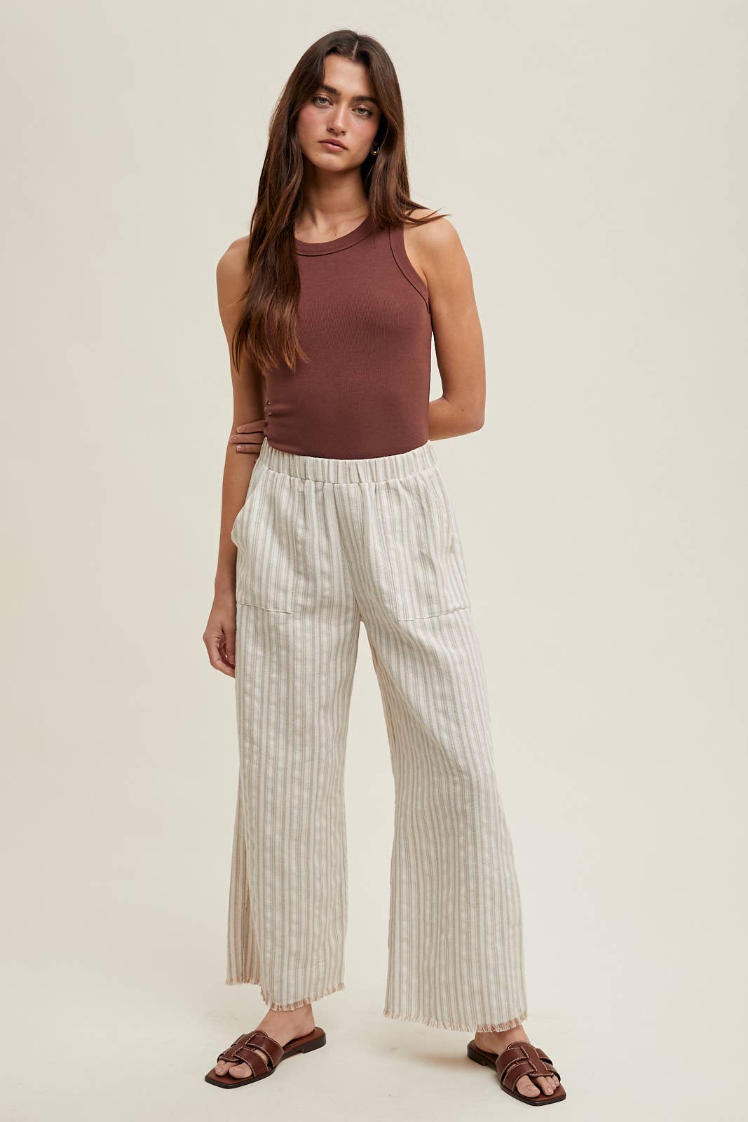 Crew Neck Ribbed Knit Tank Top || Espresso