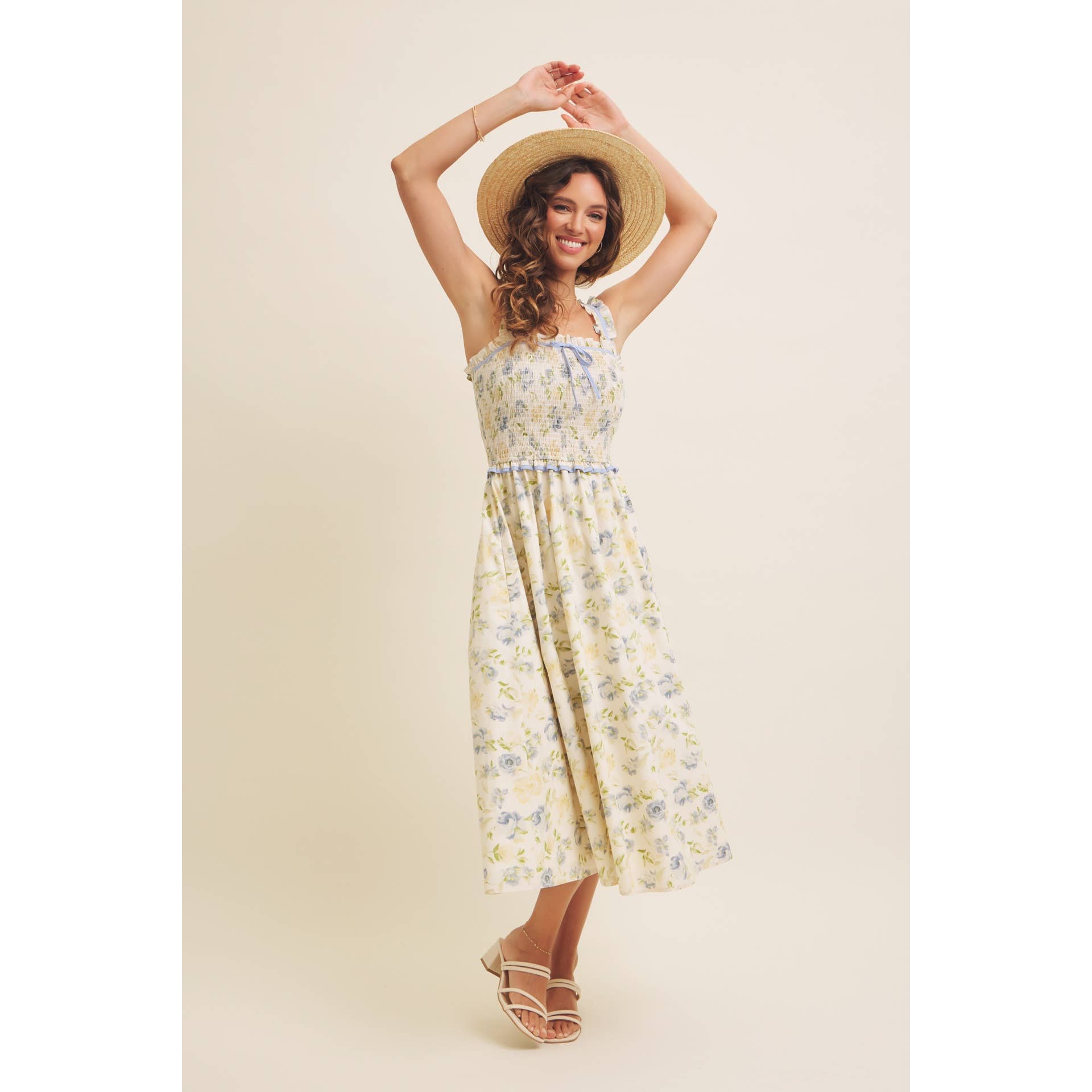 Floral Smocked Midi Dress